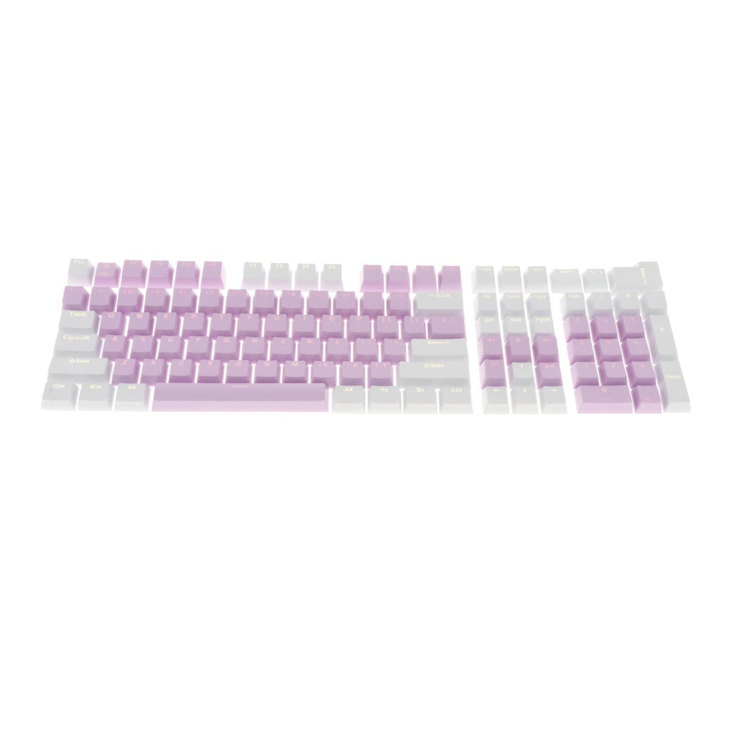 Keycaps Set Backlit Two Color Key Caps for Mechanical Keyboards 980K 87 Keys White,Light Purple