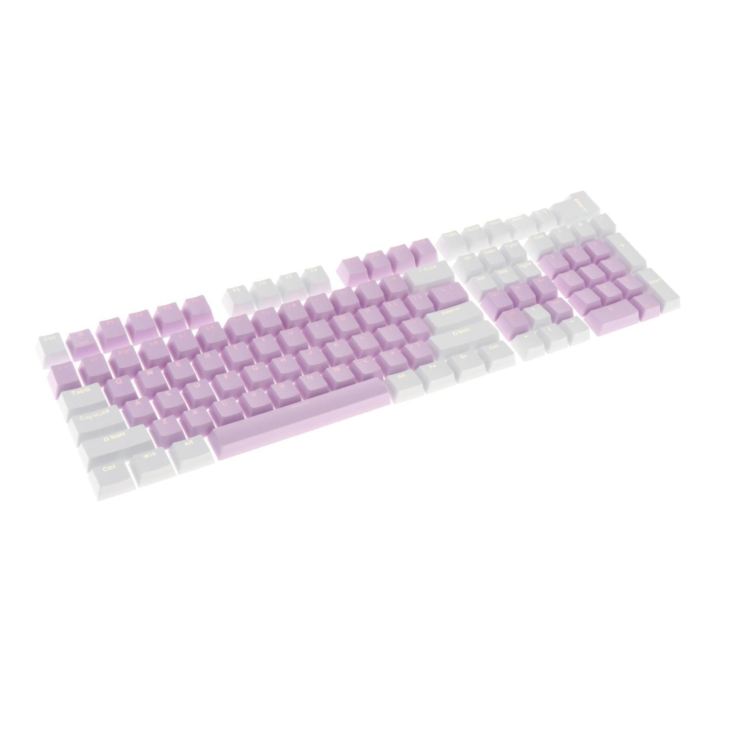 Keycaps Set Backlit Two Color Key Caps for Mechanical Keyboards 980K 87 Keys White,Light Purple