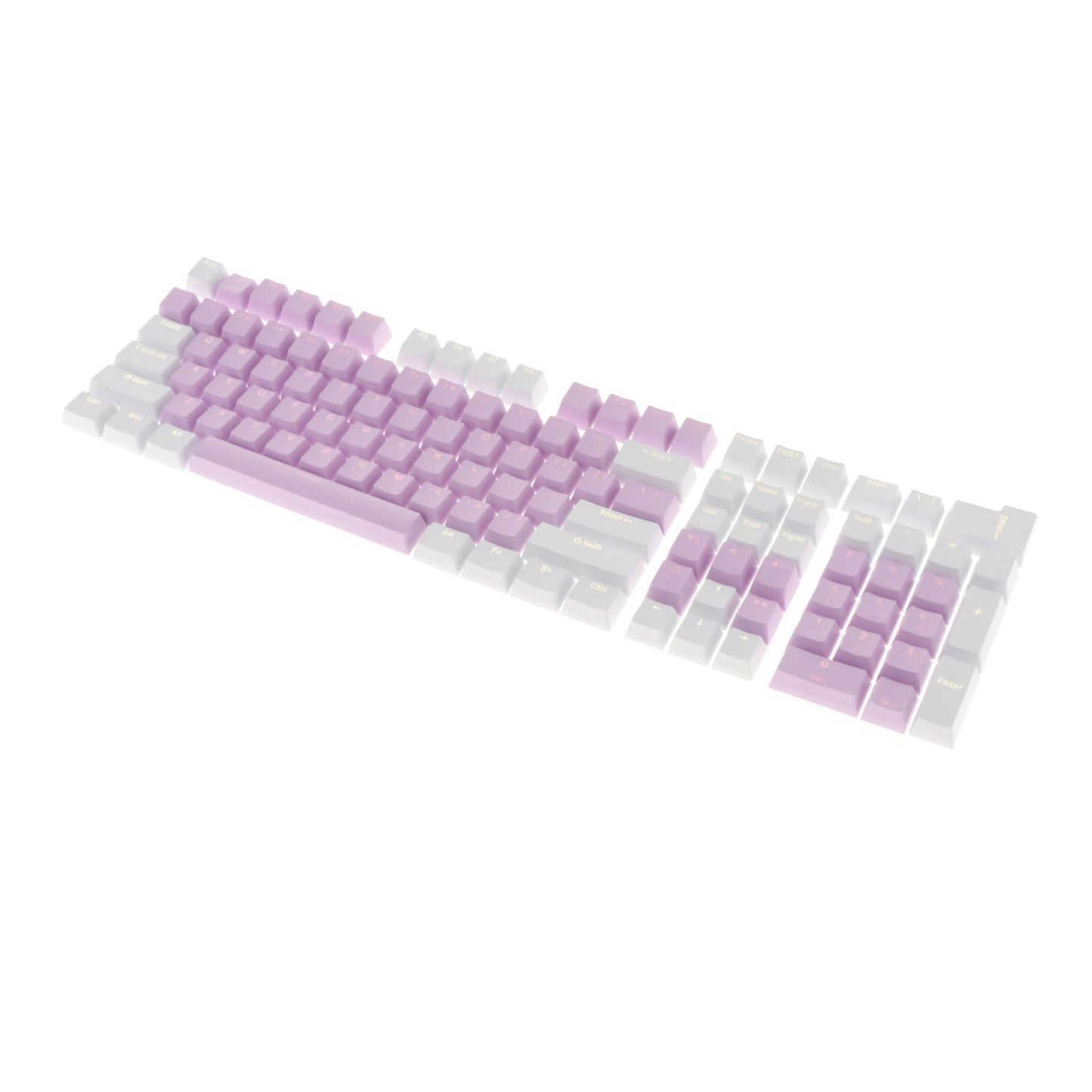 Keycaps Set Backlit Two Color Key Caps for Mechanical Keyboards 980K 87 Keys White,Light Purple