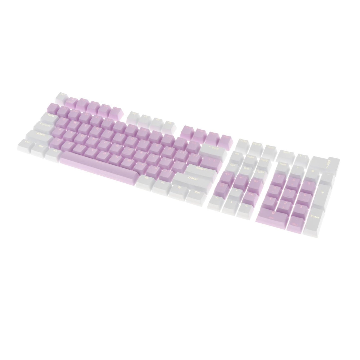 Keycaps Set Backlit Two Color Key Caps for Mechanical Keyboards 980K 87 Keys White,Light Purple