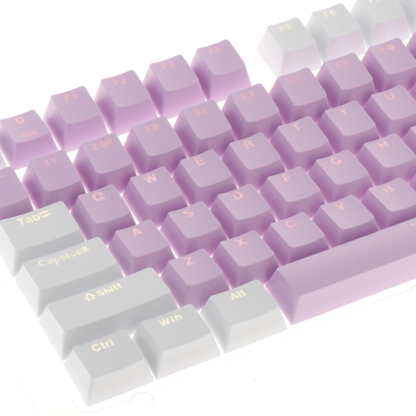Keycaps Set Backlit Two Color Key Caps for Mechanical Keyboards 980K 87 Keys White,Light Purple