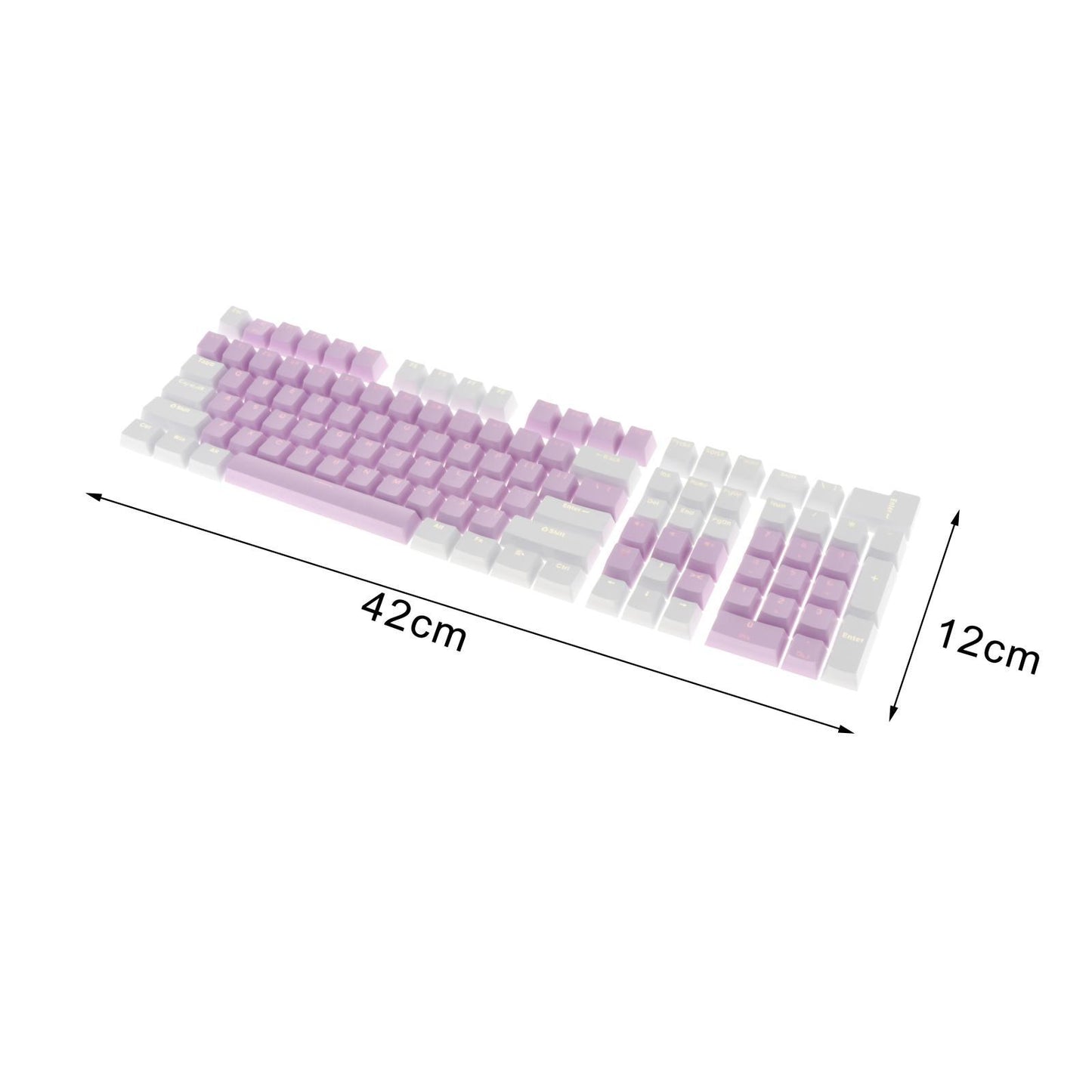 Keycaps Set Backlit Two Color Key Caps for Mechanical Keyboards 980K 87 Keys White,Light Purple