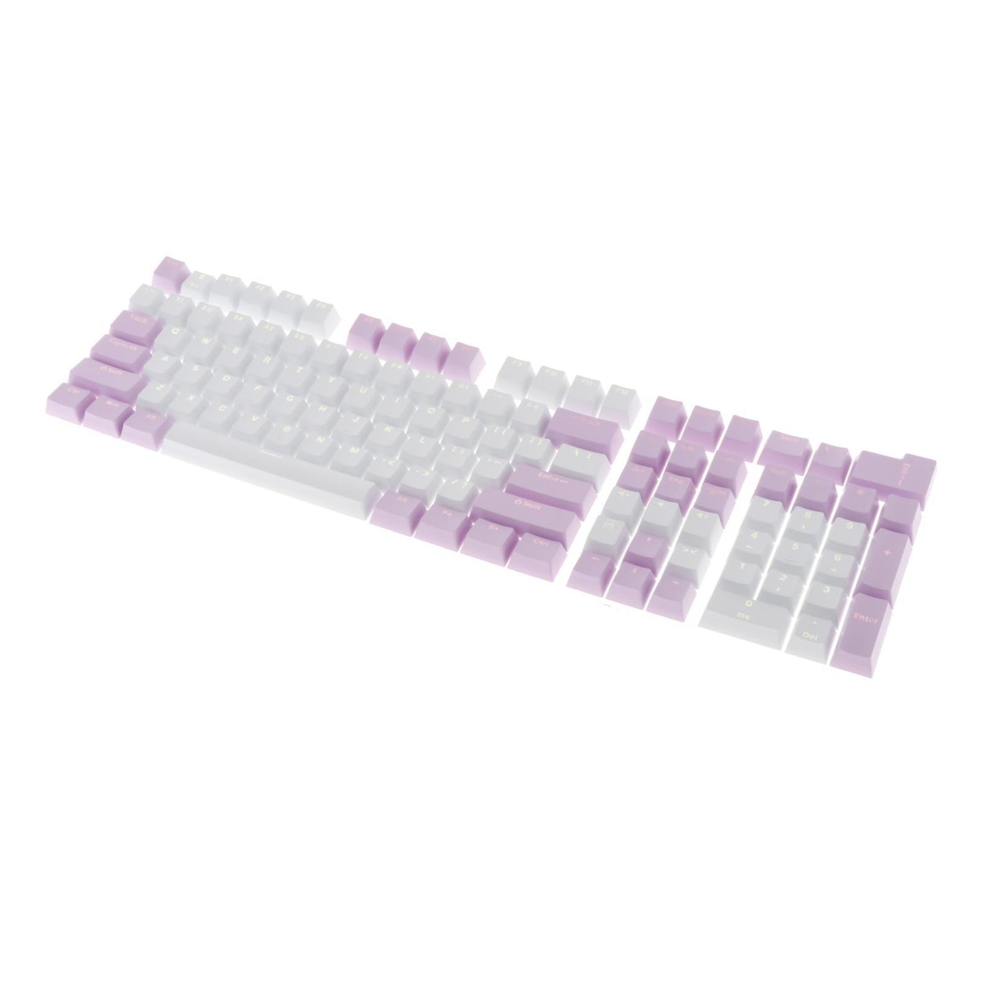 Keycaps Set Backlit Two Color Key Caps for Mechanical Keyboards 980K 87 Keys Light Purple,White