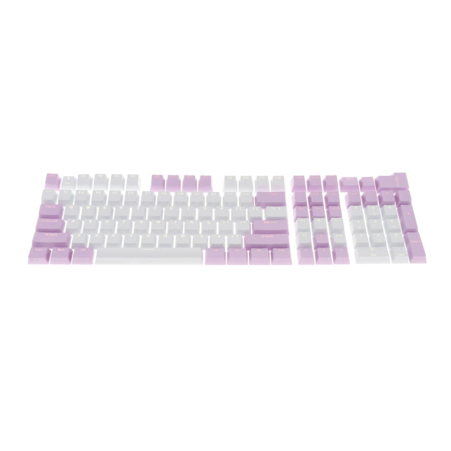 Keycaps Set Backlit Two Color Key Caps for Mechanical Keyboards 980K 87 Keys Light Purple,White