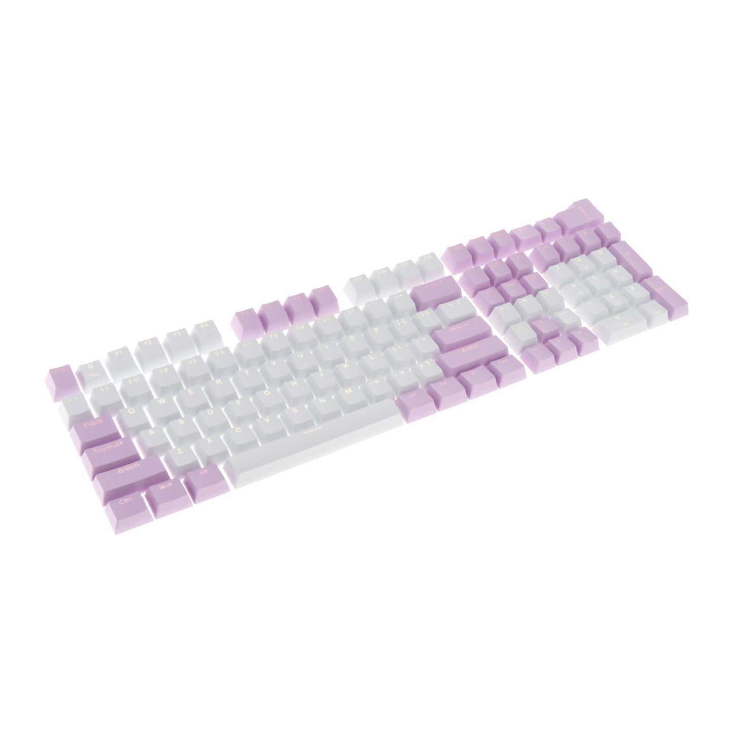 Keycaps Set Backlit Two Color Key Caps for Mechanical Keyboards 980K 87 Keys Light Purple,White