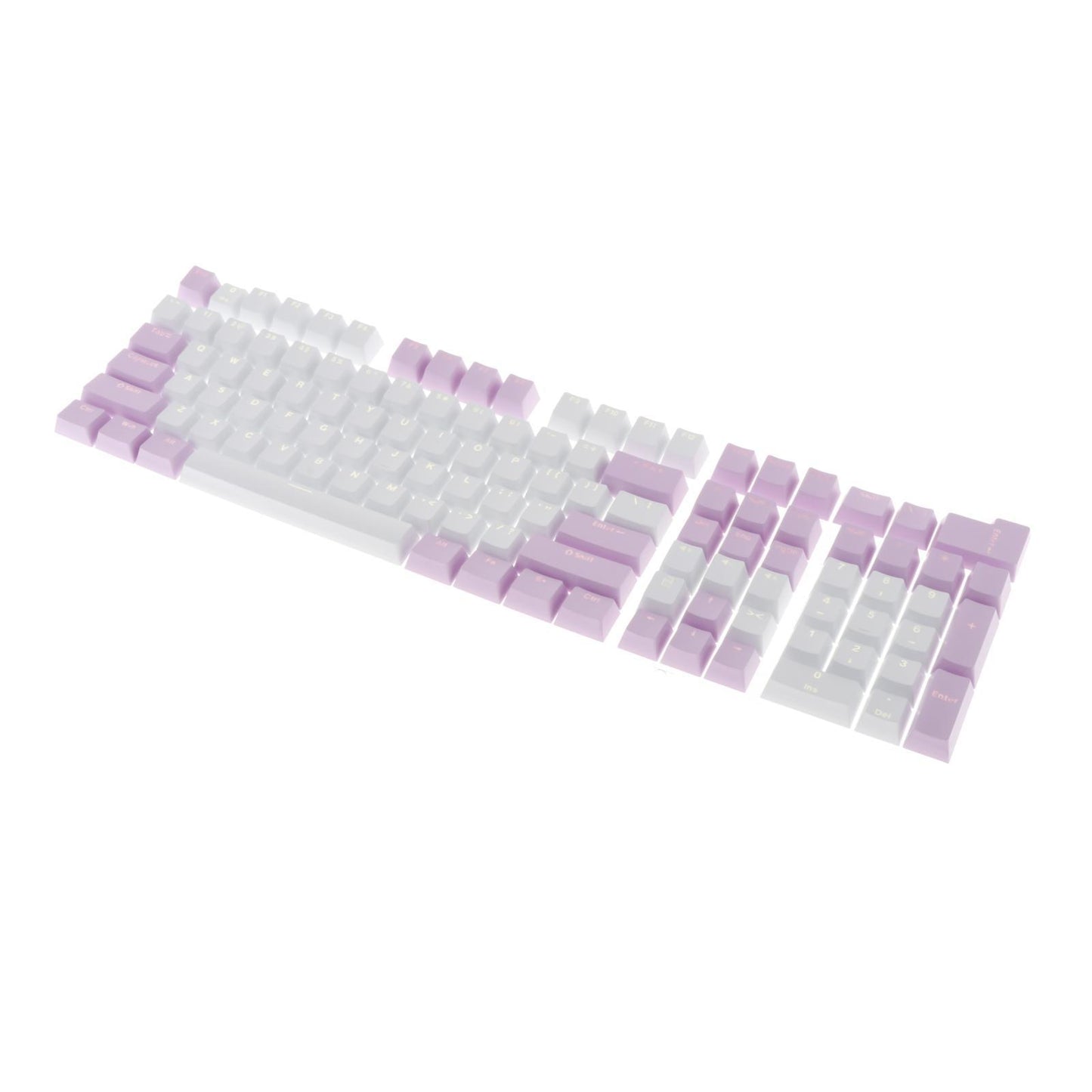 Keycaps Set Backlit Two Color Key Caps for Mechanical Keyboards 980K 87 Keys Light Purple,White