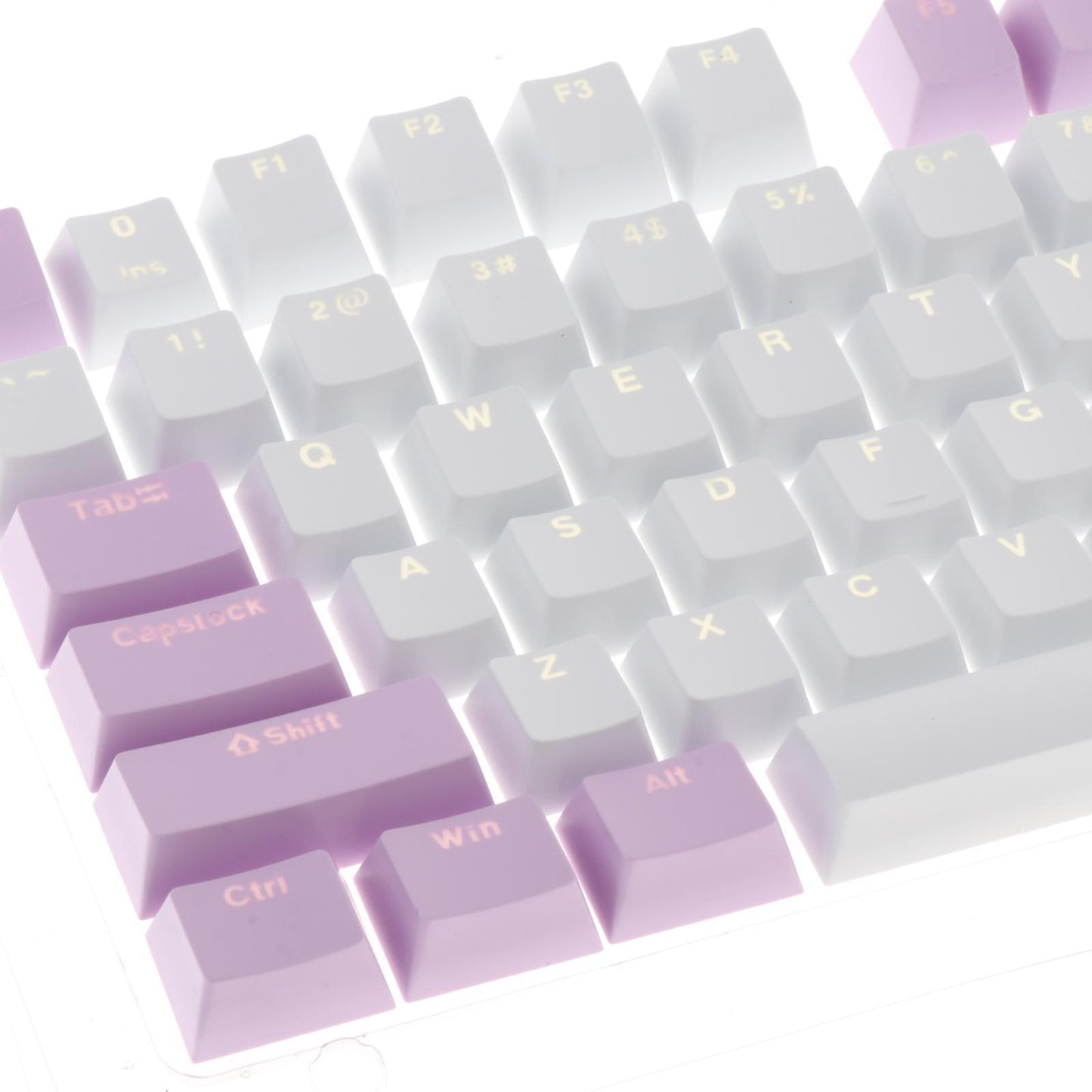 Keycaps Set Backlit Two Color Key Caps for Mechanical Keyboards 980K 87 Keys Light Purple,White