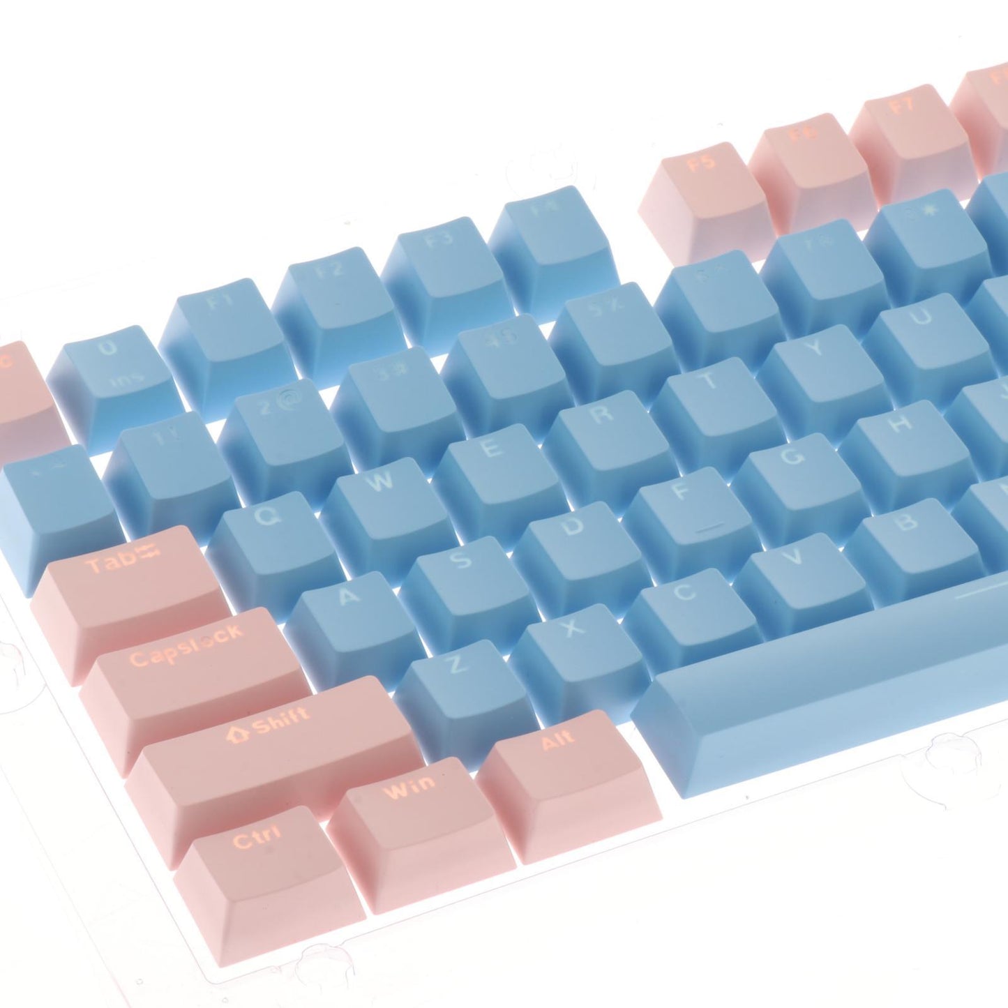 Keycaps Set Backlit Two Color Key Caps for Mechanical Keyboards 980K 87 Keys Light Blue,Pink