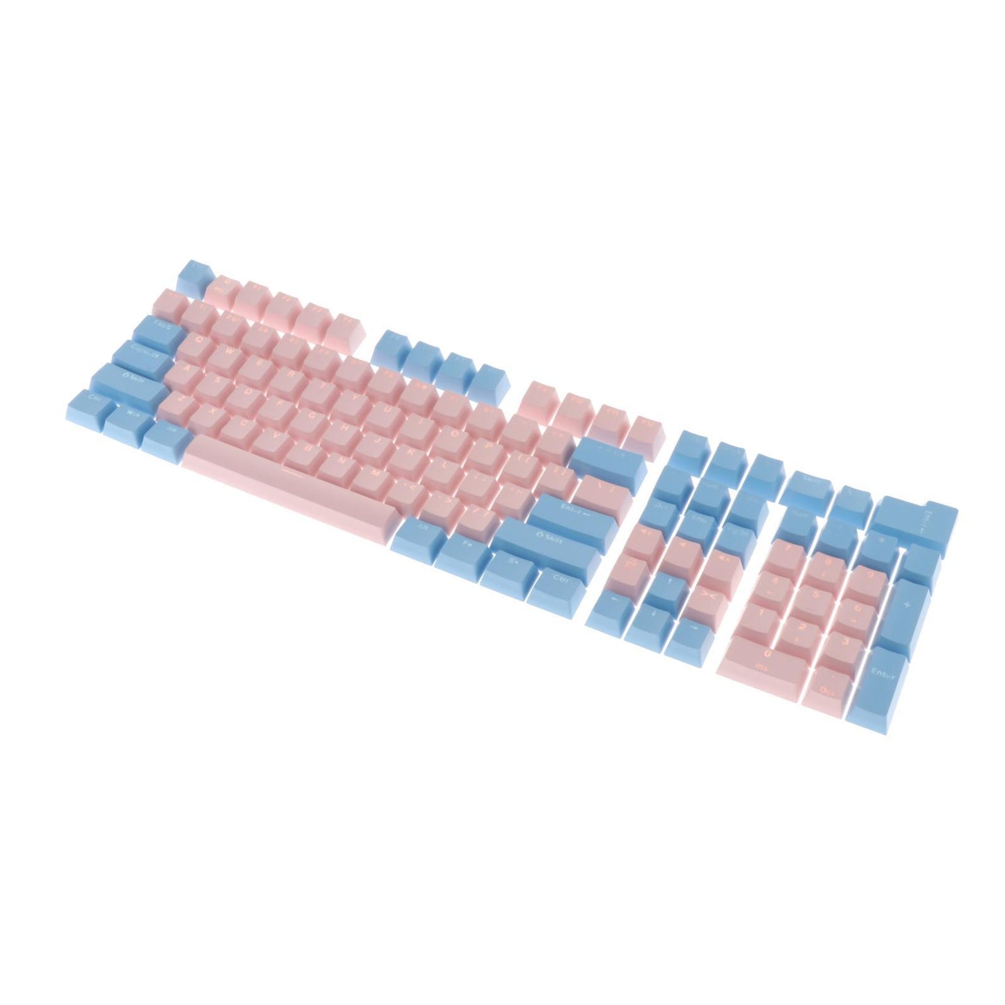 Keycaps Set Backlit Two Color Key Caps for Mechanical Keyboards 980K 87 Keys Pink,Light Blue