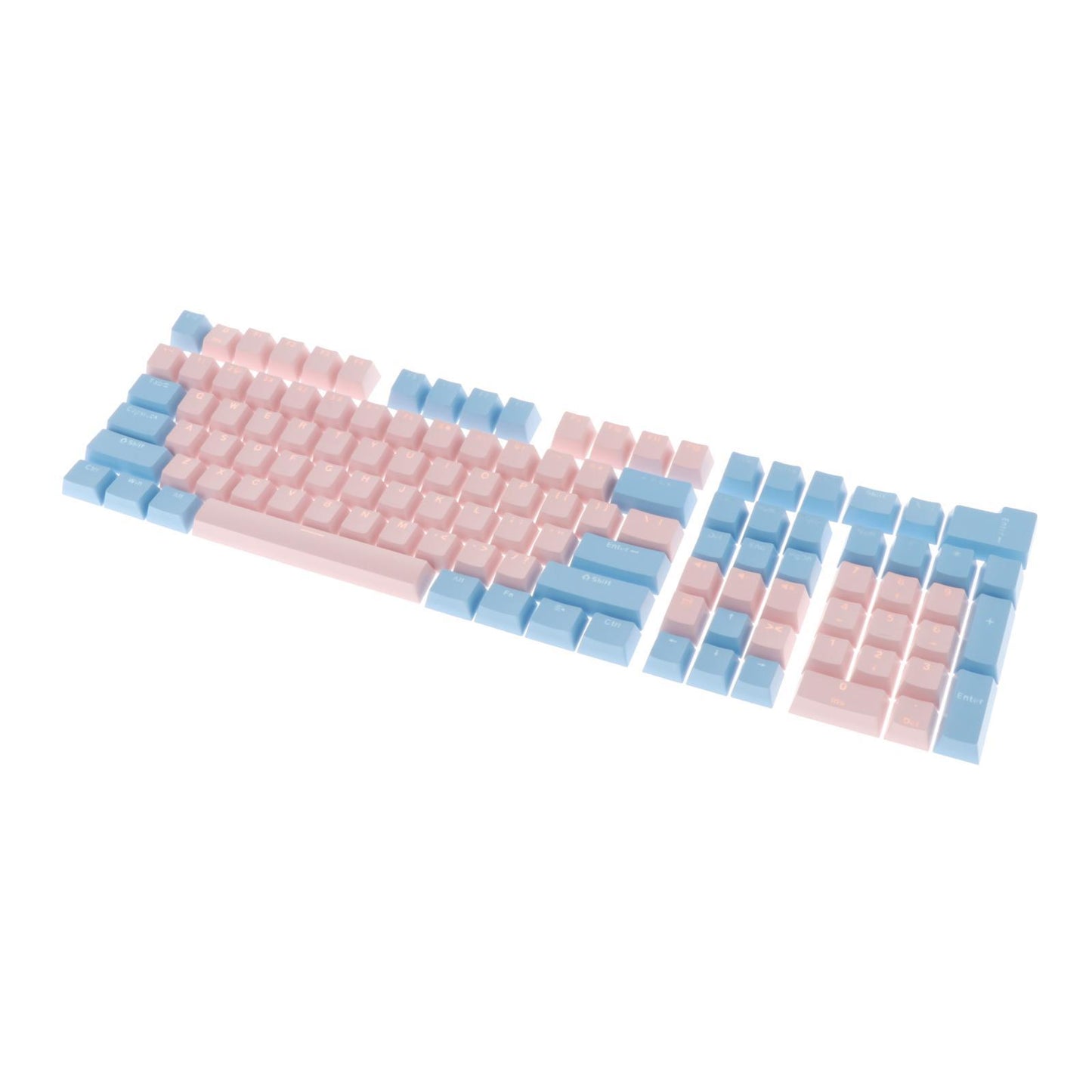 Keycaps Set Backlit Two Color Key Caps for Mechanical Keyboards 980K 87 Keys Pink,Light Blue