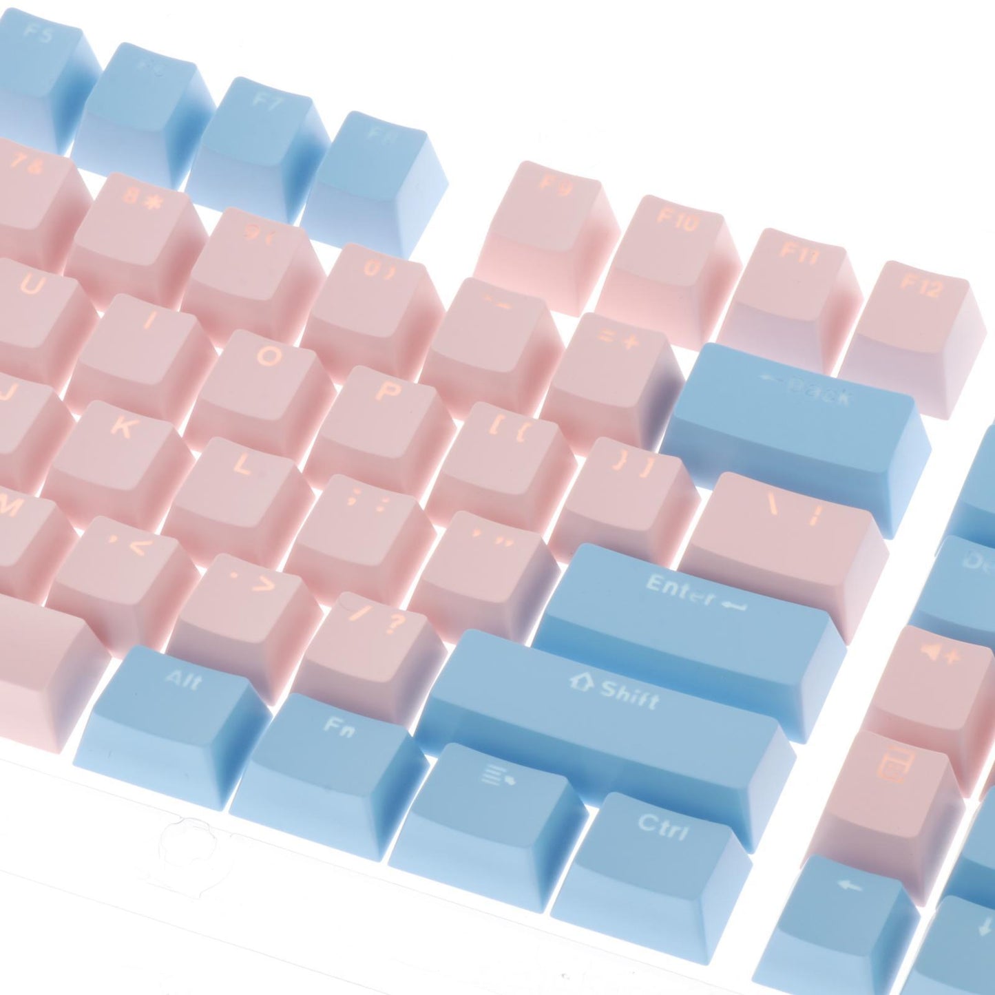 Keycaps Set Backlit Two Color Key Caps for Mechanical Keyboards 980K 87 Keys Pink,Light Blue