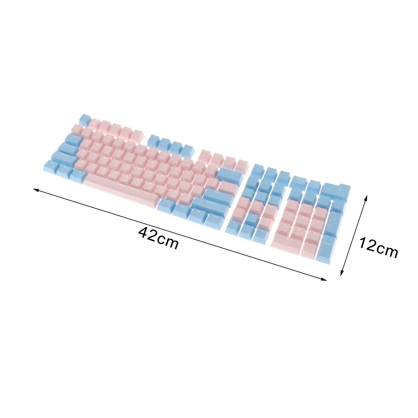 Keycaps Set Backlit Two Color Key Caps for Mechanical Keyboards 980K 87 Keys Pink,Light Blue