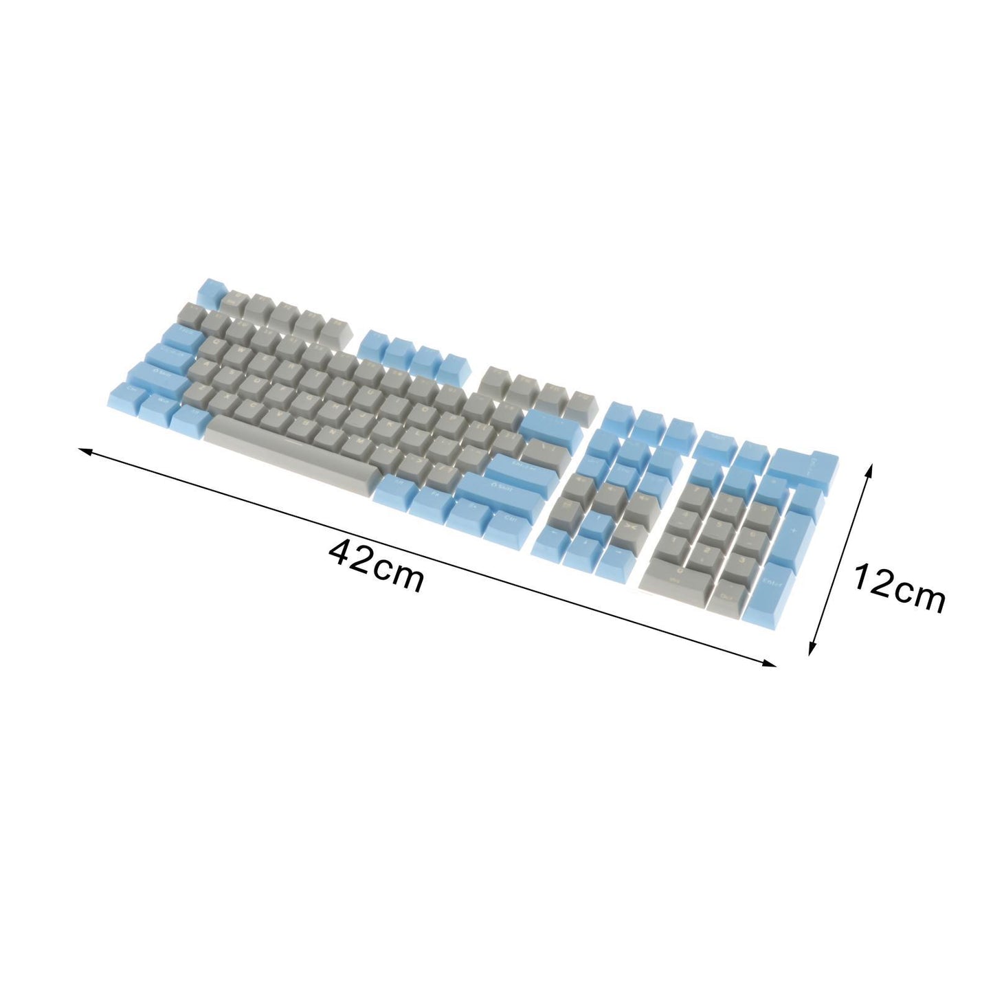 Keycaps Set Backlit Two Color Key Caps for Mechanical Keyboards 980K 87 Keys Light Blue,Gray