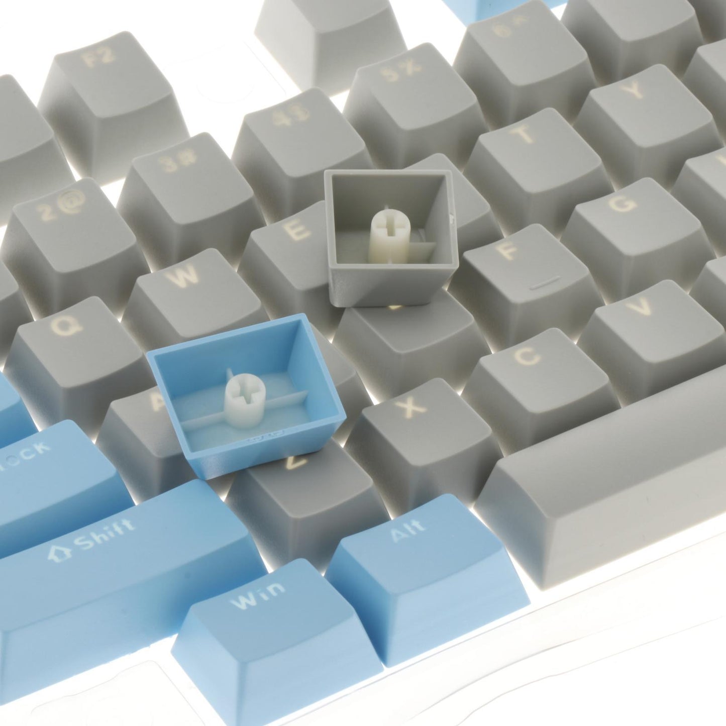 Keycaps Set Backlit Two Color Key Caps for Mechanical Keyboards 980K 87 Keys Light Blue,Gray