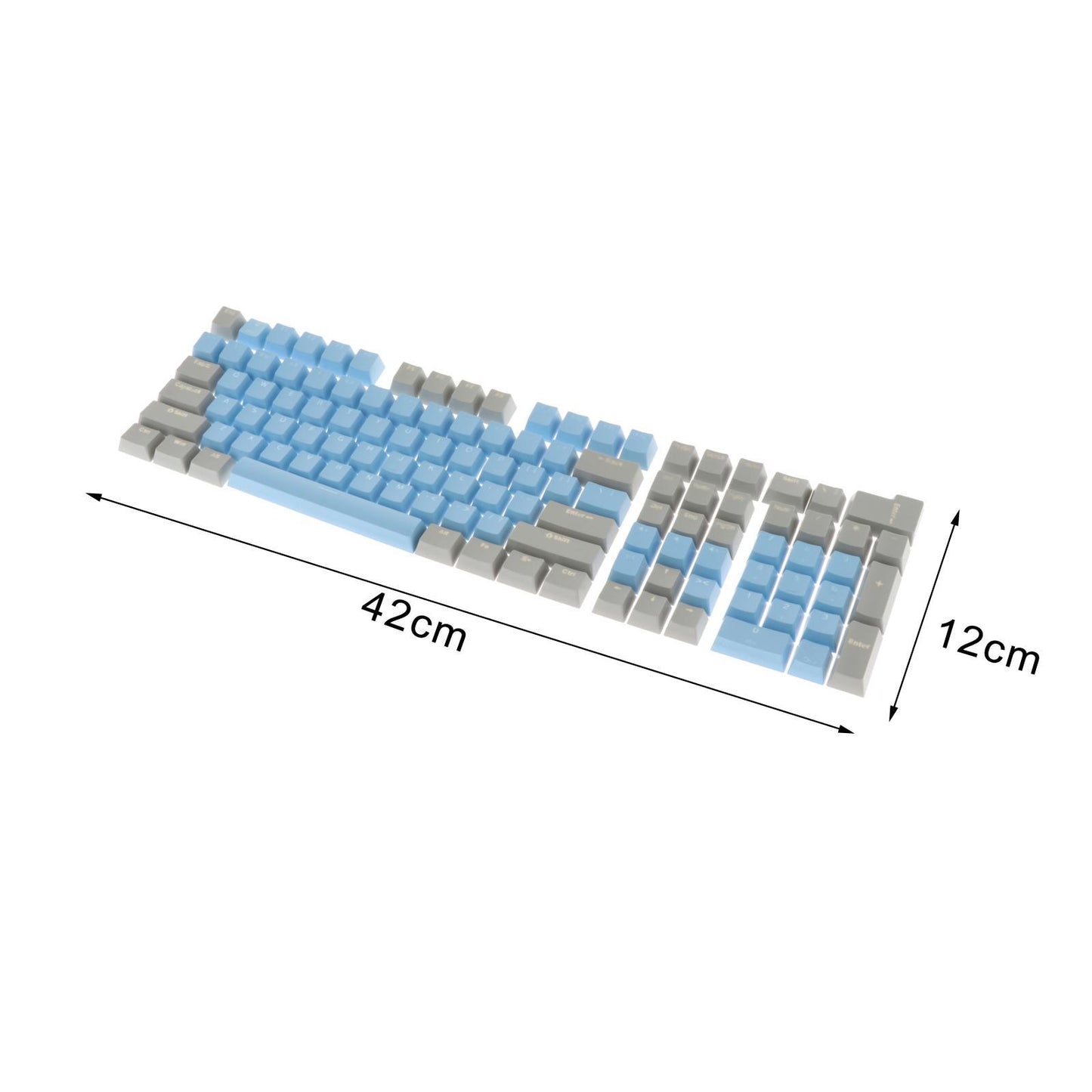 Keycaps Set Backlit Two Color Key Caps for Mechanical Keyboards 980K 87 Keys Gray,Light Blue