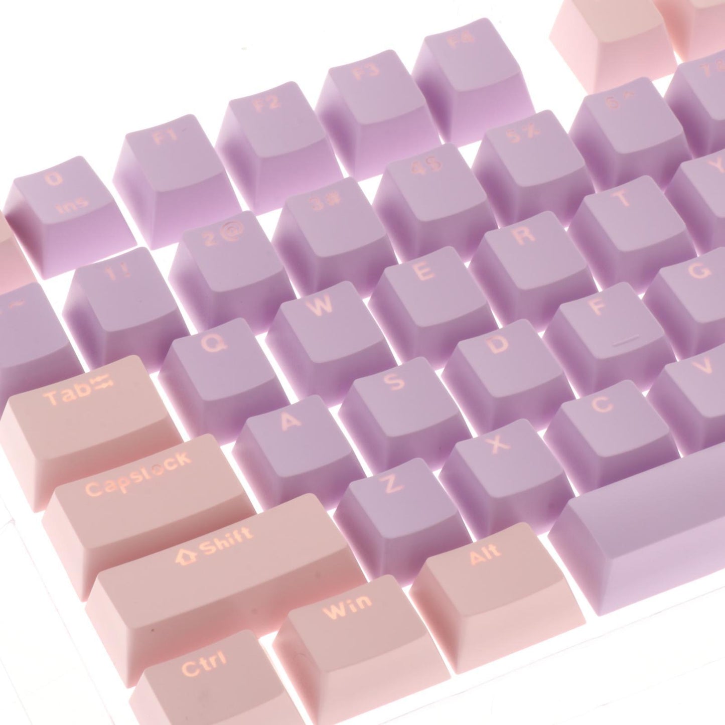 Keycaps Set Backlit Two Color Key Caps for Mechanical Keyboards 980K 87 Keys Pink,Light Purple