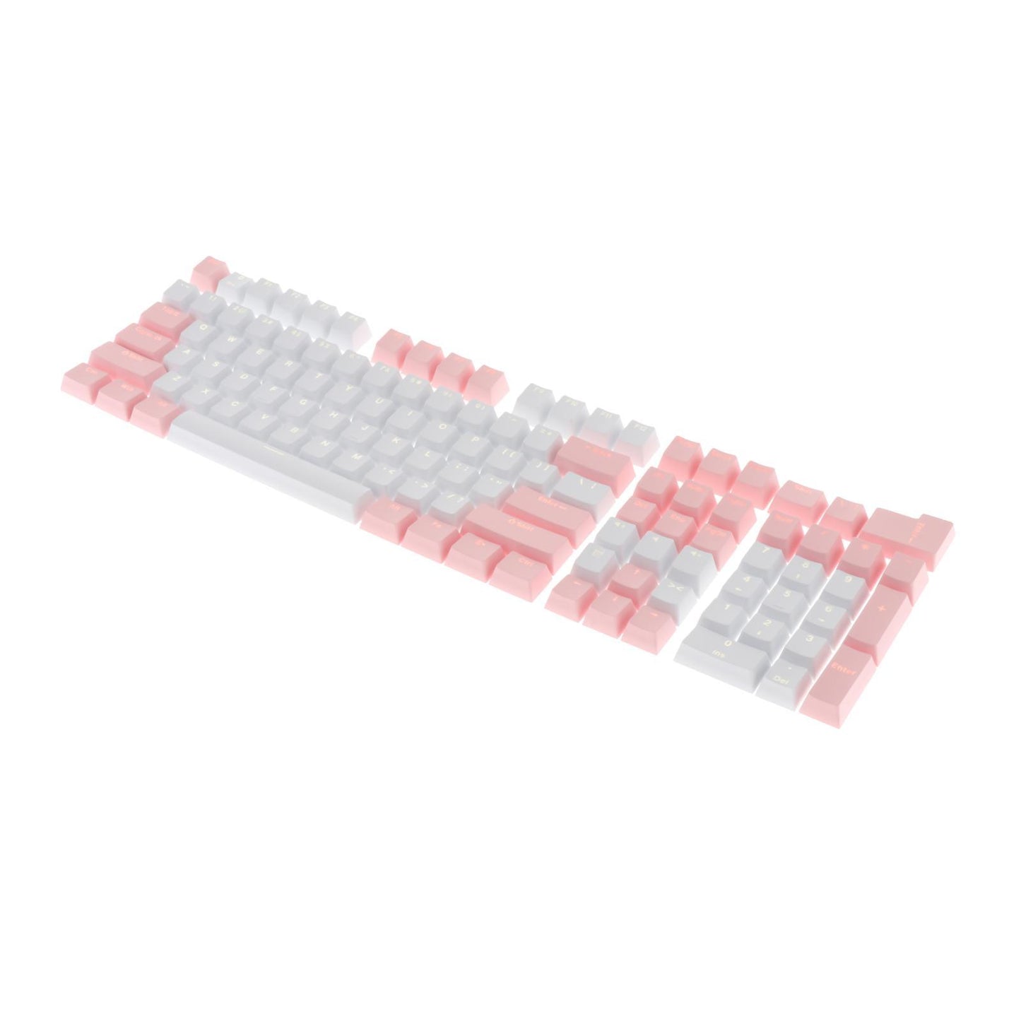 Keycaps Set Backlit Two Color Key Caps for Mechanical Keyboards 980K 87 Keys Pink,White
