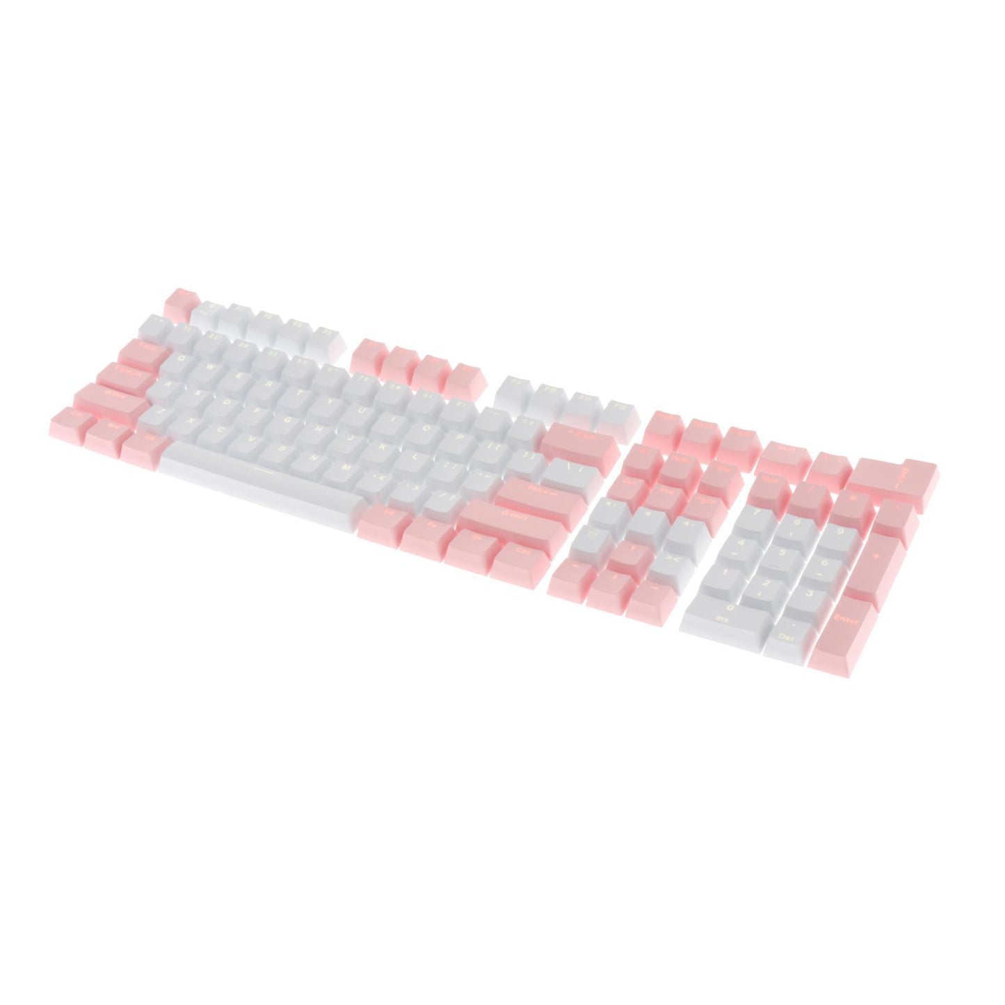 Keycaps Set Backlit Two Color Key Caps for Mechanical Keyboards 980K 87 Keys Pink,White