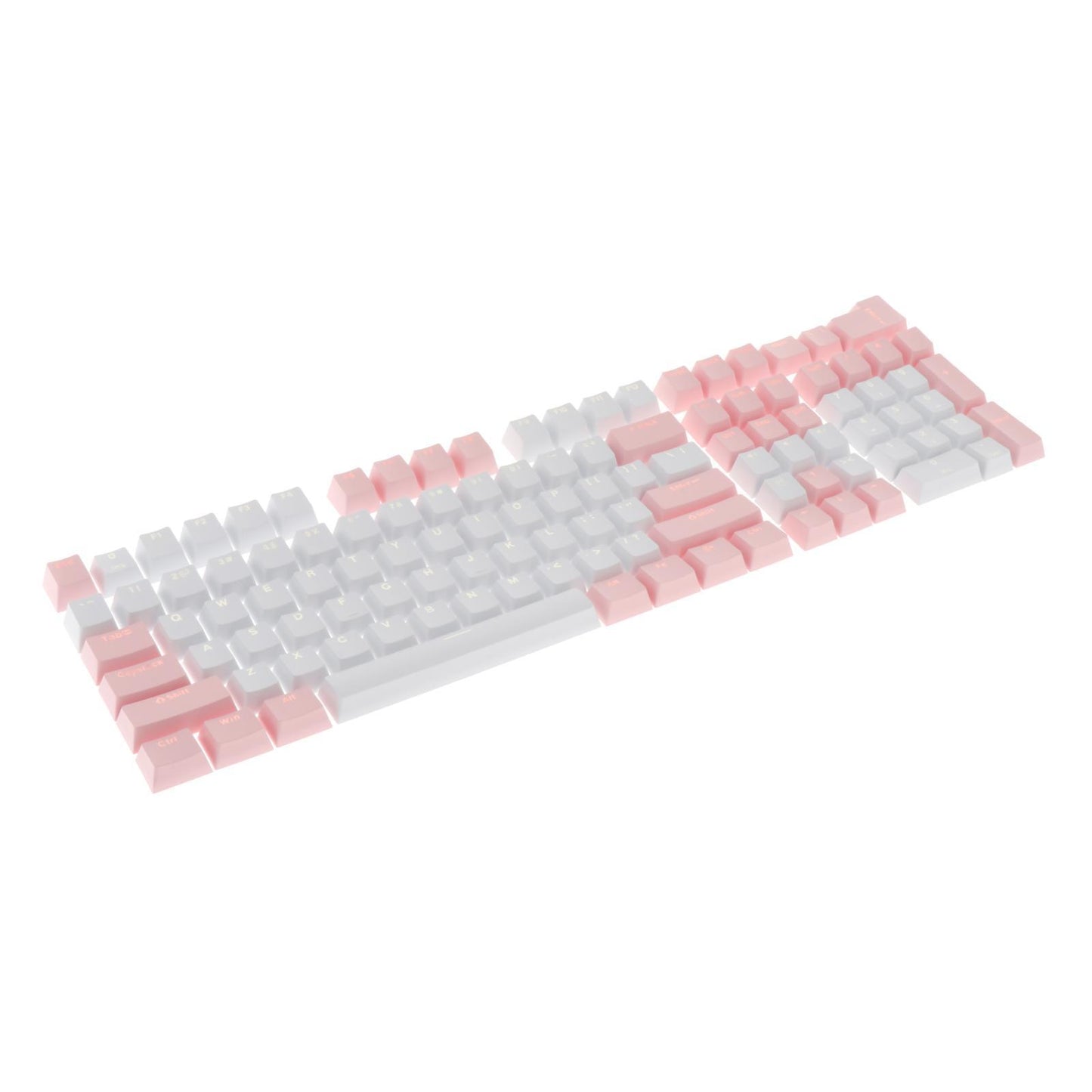 Keycaps Set Backlit Two Color Key Caps for Mechanical Keyboards 980K 87 Keys Pink,White