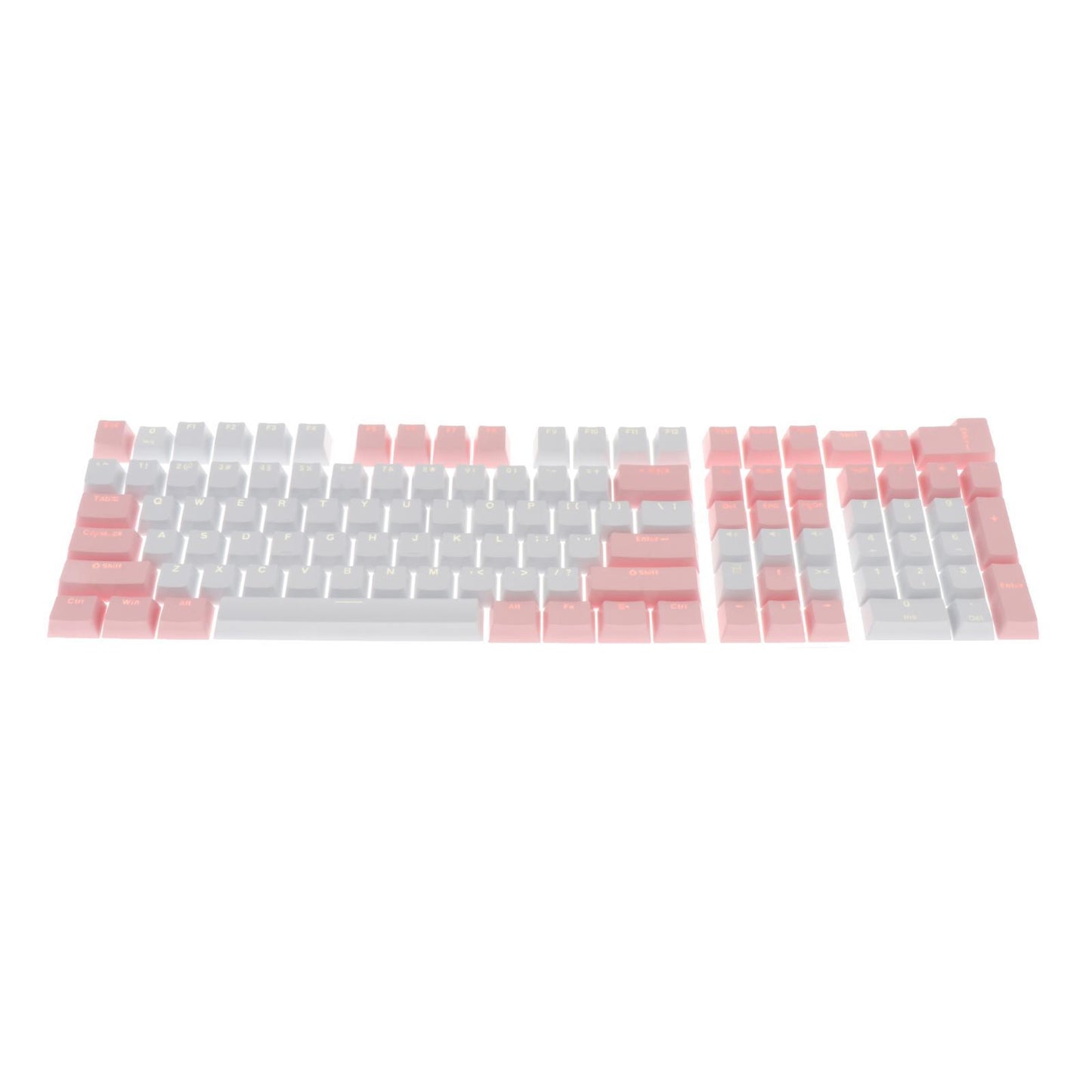 Keycaps Set Backlit Two Color Key Caps for Mechanical Keyboards 980K 87 Keys Pink,White
