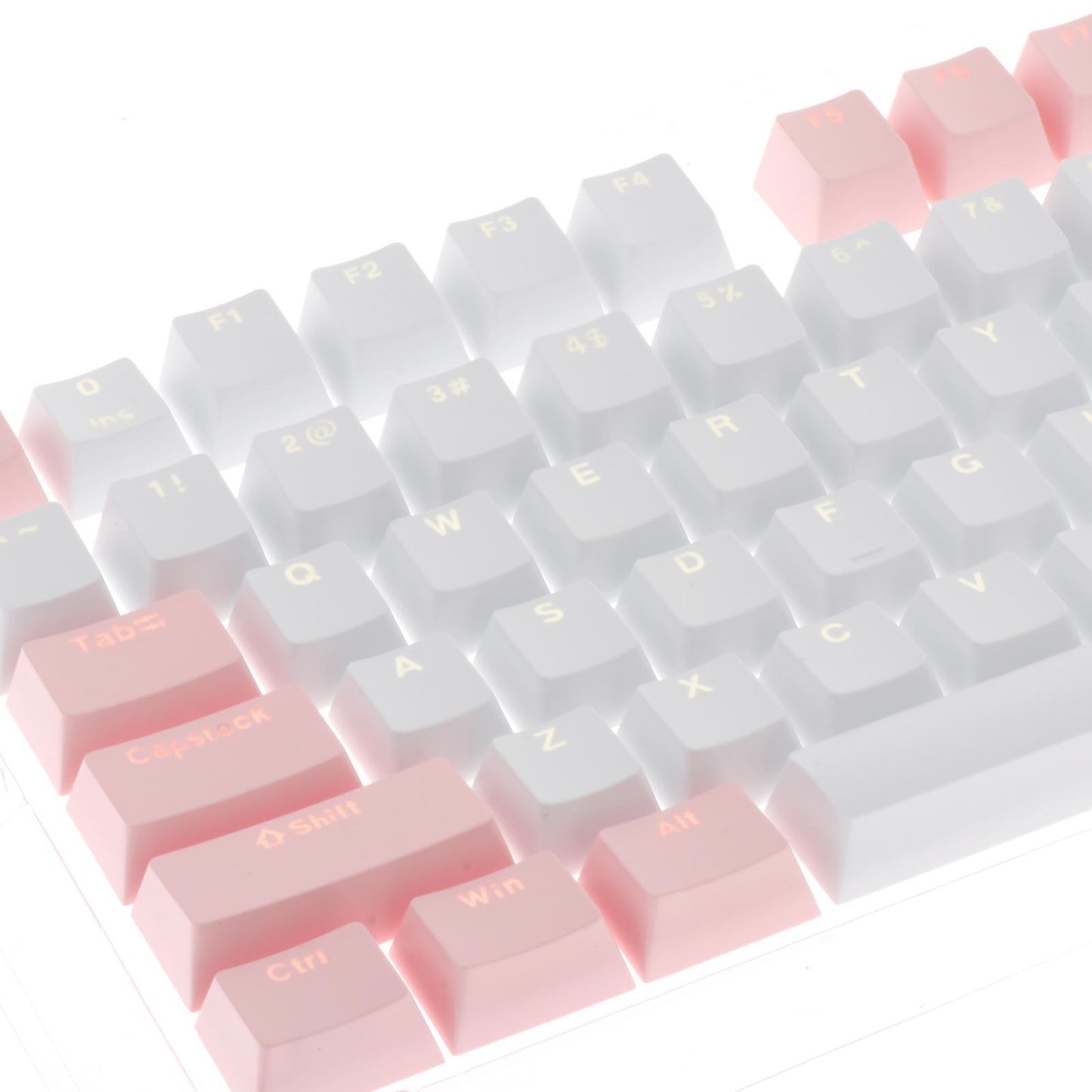 Keycaps Set Backlit Two Color Key Caps for Mechanical Keyboards 980K 87 Keys Pink,White