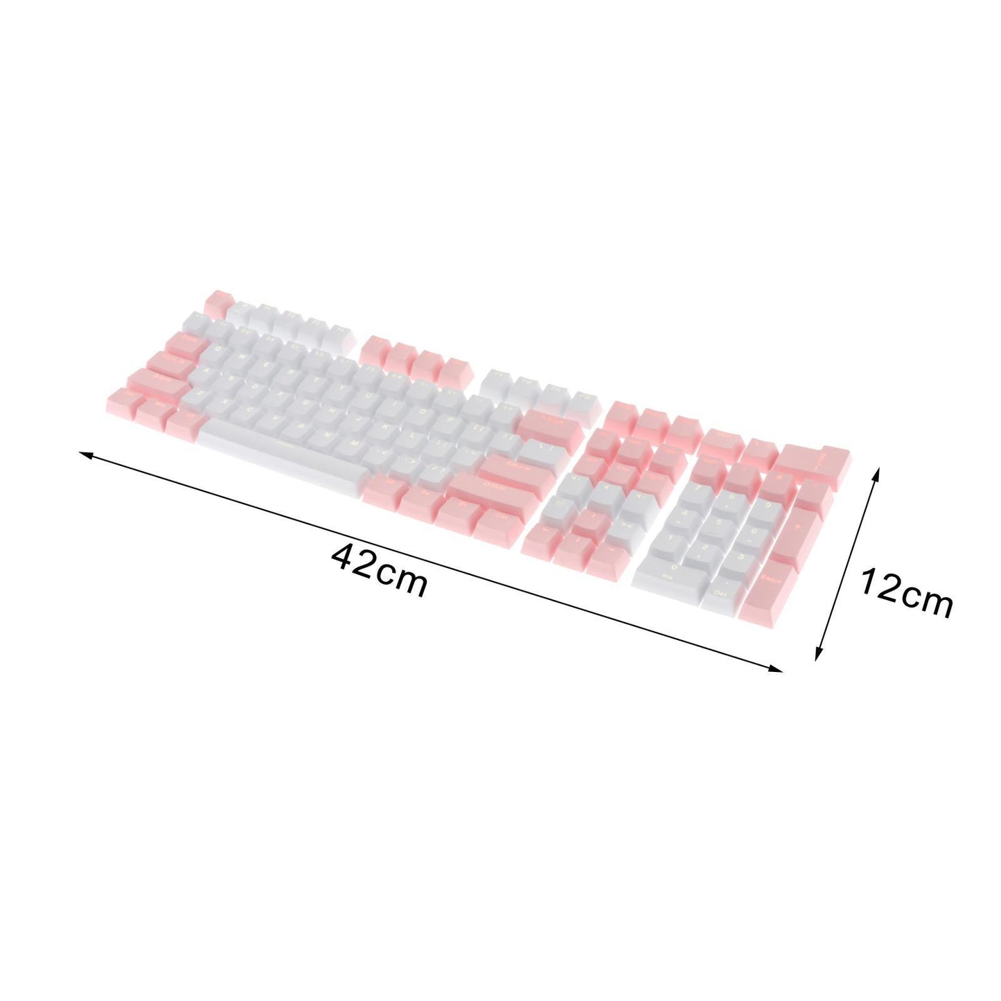 Keycaps Set Backlit Two Color Key Caps for Mechanical Keyboards 980K 87 Keys Pink,White