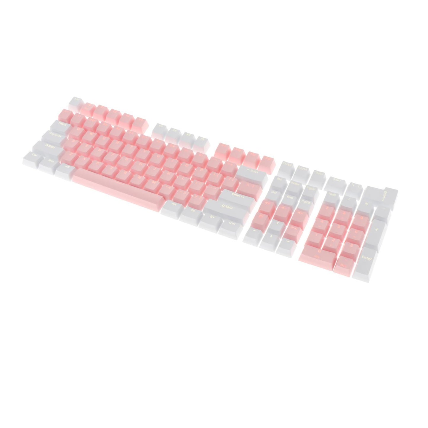 Keycaps Set Backlit Two Color Key Caps for Mechanical Keyboards 980K 87 Keys White,Pink