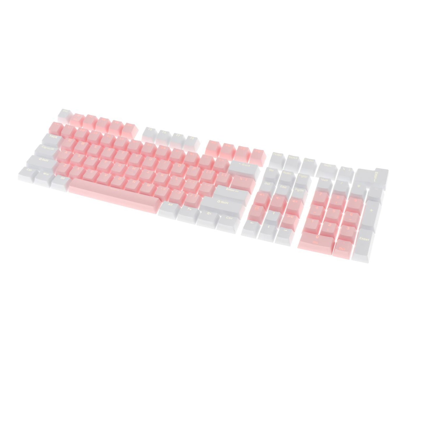 Keycaps Set Backlit Two Color Key Caps for Mechanical Keyboards 980K 87 Keys White,Pink