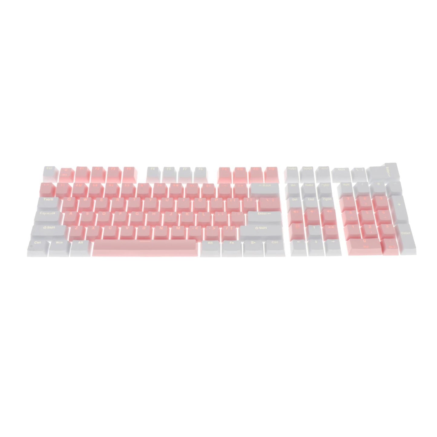 Keycaps Set Backlit Two Color Key Caps for Mechanical Keyboards 980K 87 Keys White,Pink