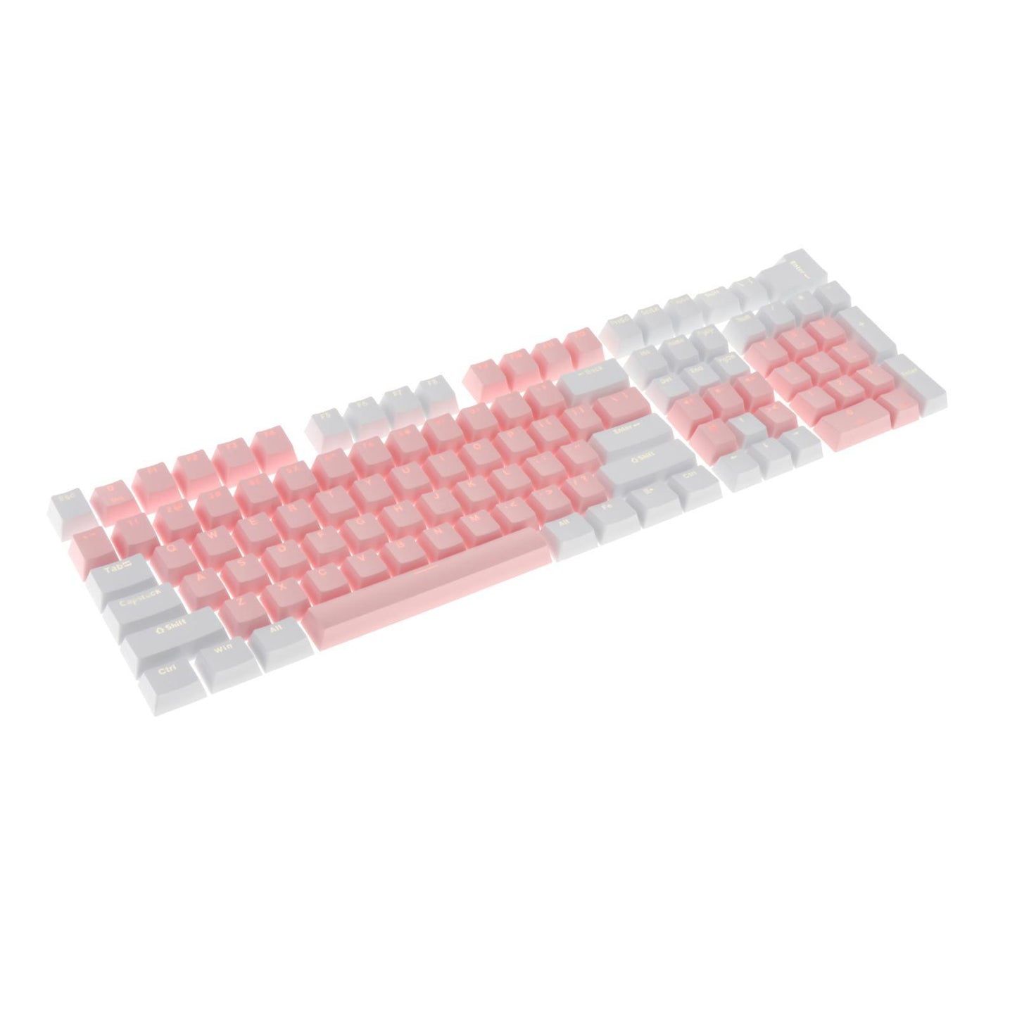 Keycaps Set Backlit Two Color Key Caps for Mechanical Keyboards 980K 87 Keys White,Pink