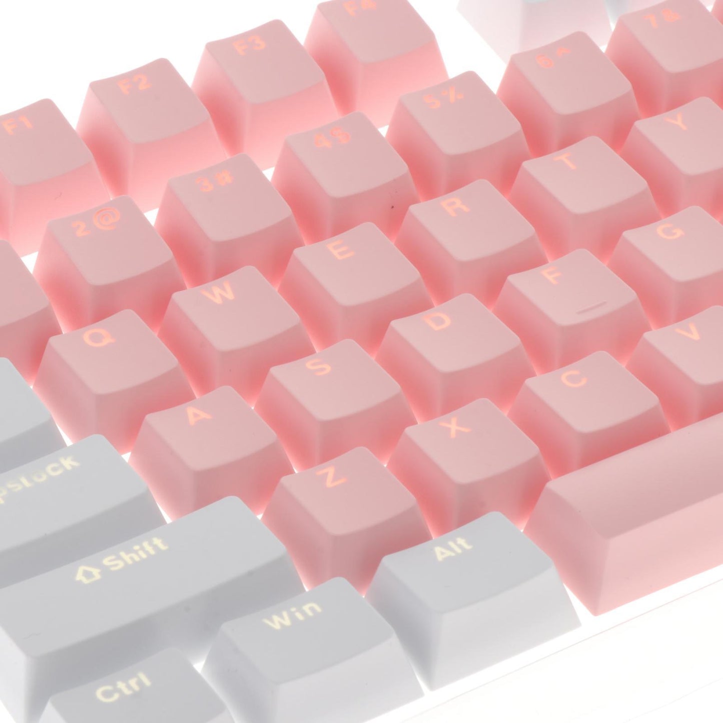 Keycaps Set Backlit Two Color Key Caps for Mechanical Keyboards 980K 87 Keys White,Pink