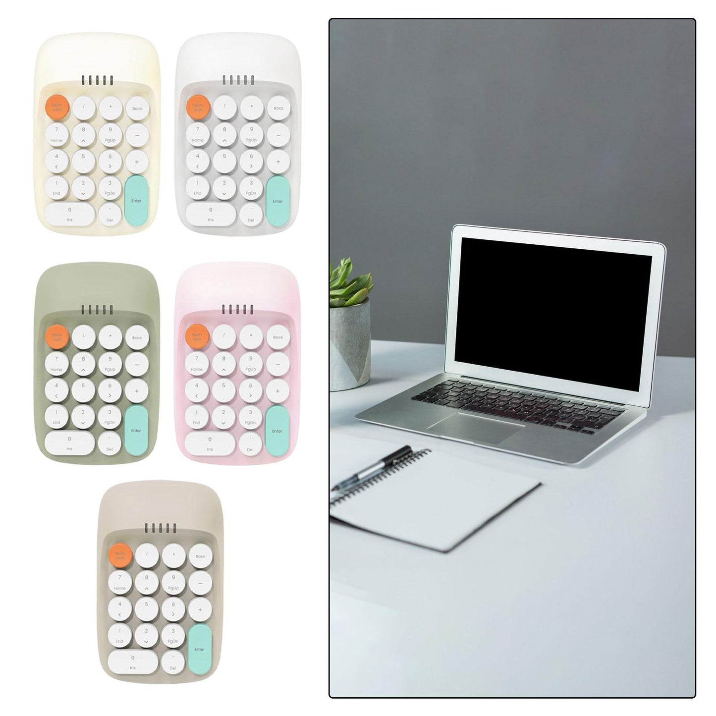 Laptop Number Keyboard for Laptop Rechargeable Accounting 2.4G Number Keypad yellow