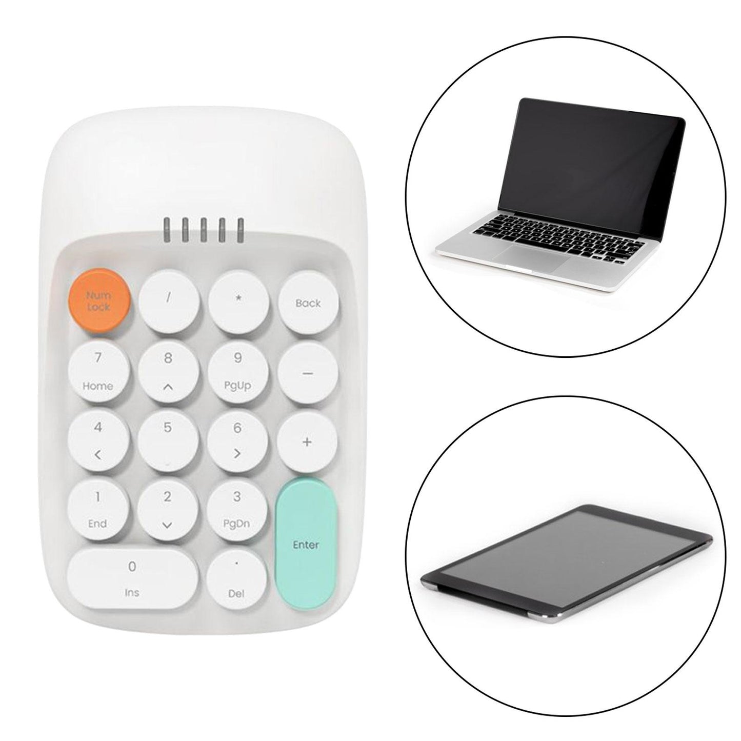 Laptop Number Keyboard for Laptop Rechargeable Accounting 2.4G Number Keypad white