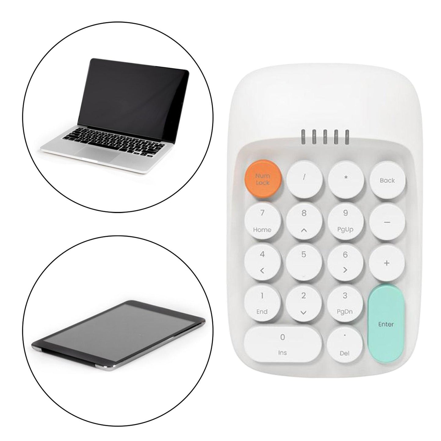 Laptop Number Keyboard for Laptop Rechargeable Accounting 2.4G Number Keypad white