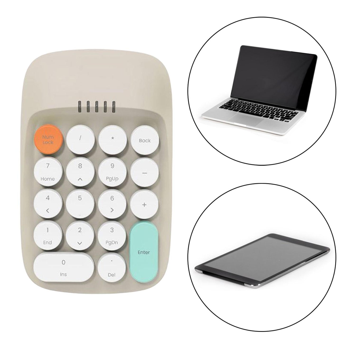 Laptop Number Keyboard for Laptop Rechargeable Accounting 2.4G Number Keypad beige