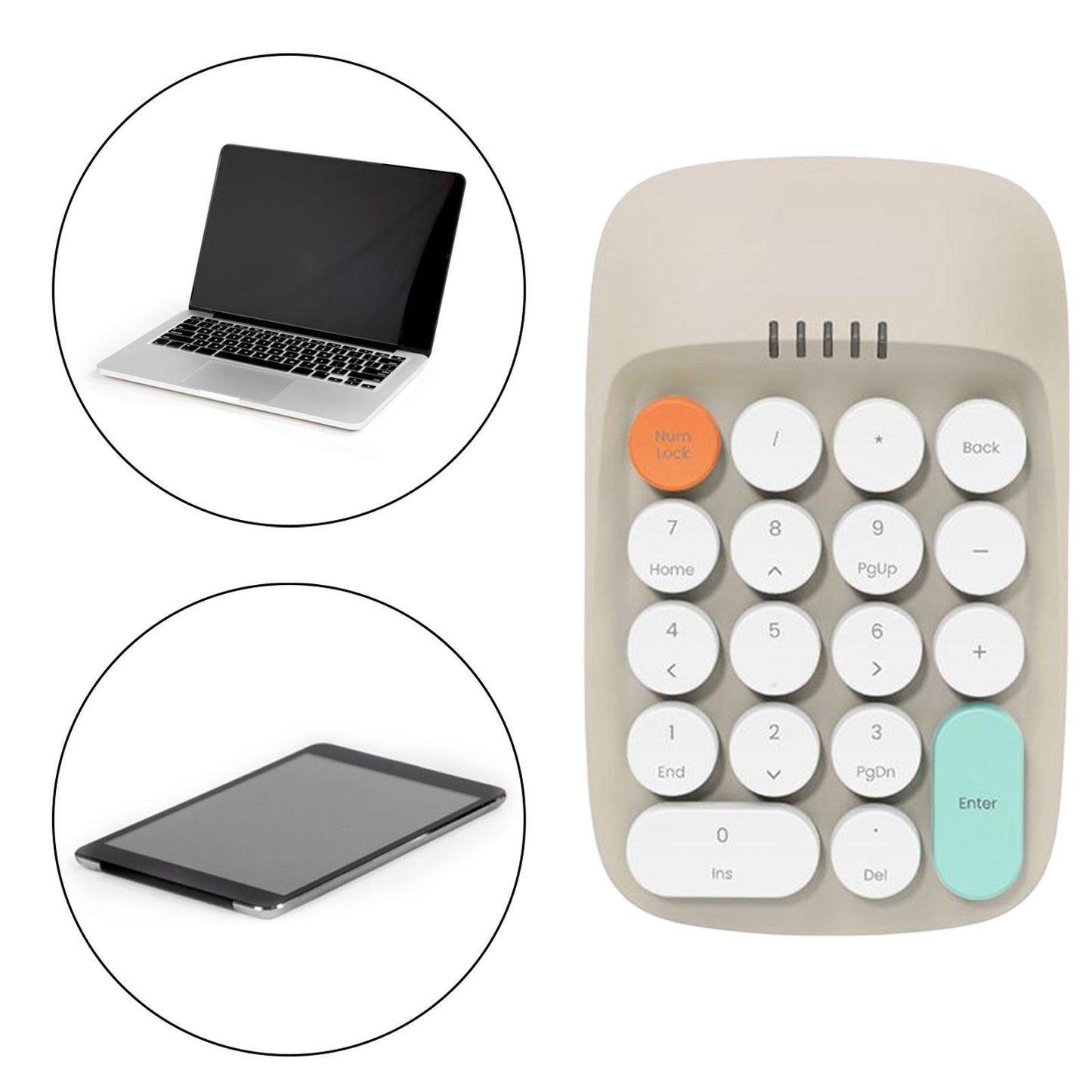 Laptop Number Keyboard for Laptop Rechargeable Accounting 2.4G Number Keypad beige