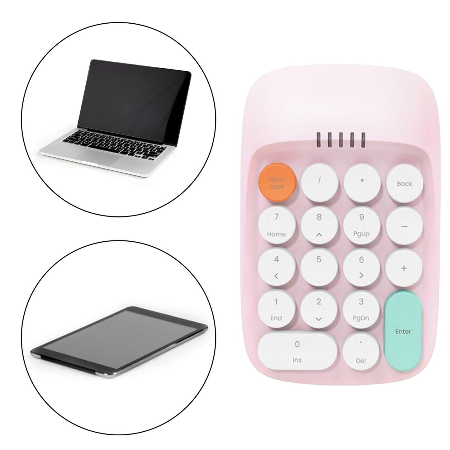 Laptop Number Keyboard for Laptop Rechargeable Accounting 2.4G Number Keypad pink