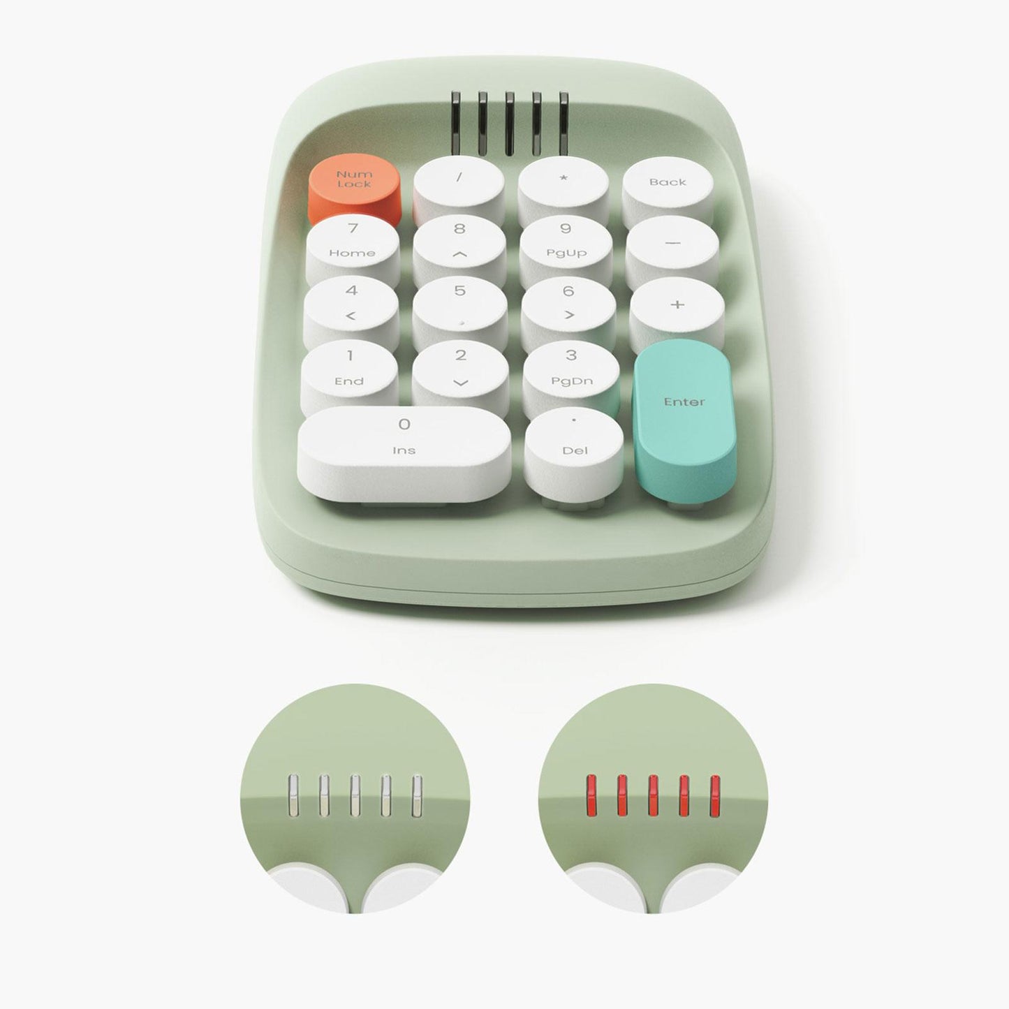 Laptop Number Keyboard for Laptop Rechargeable Accounting 2.4G Number Keypad green