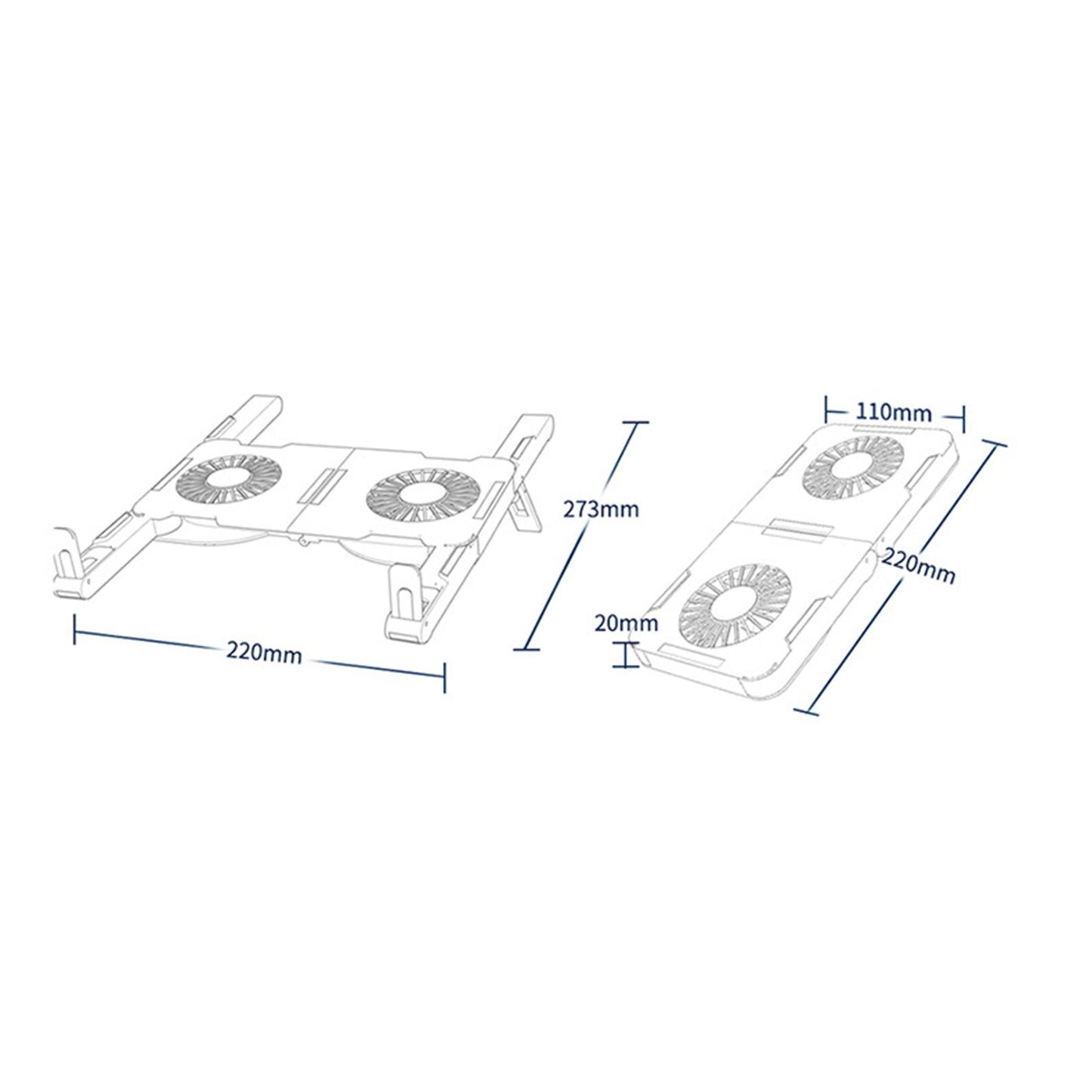 Laptop Cooler Ergonomic Folding Notebook Cooling Fan for Office Desktop Home