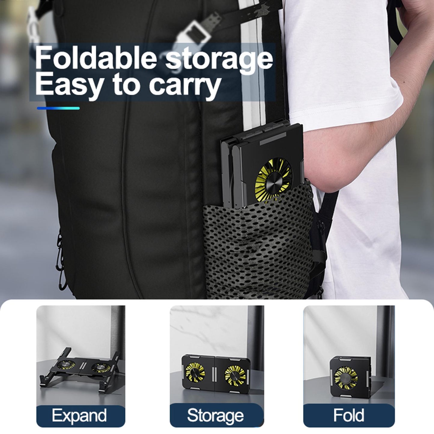 Laptop Cooler Ergonomic Folding Notebook Cooling Fan for Office Desktop Home