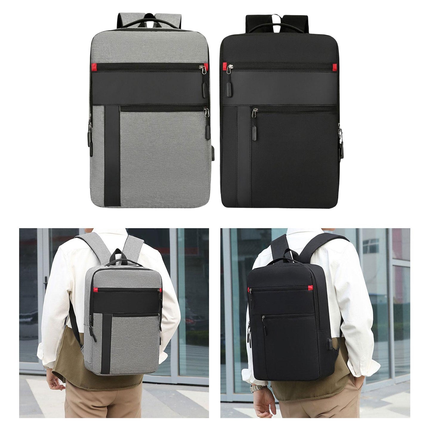 Backpack Clean Design Large Casual Backpack for 15.6 inch Laptop College Men Grey