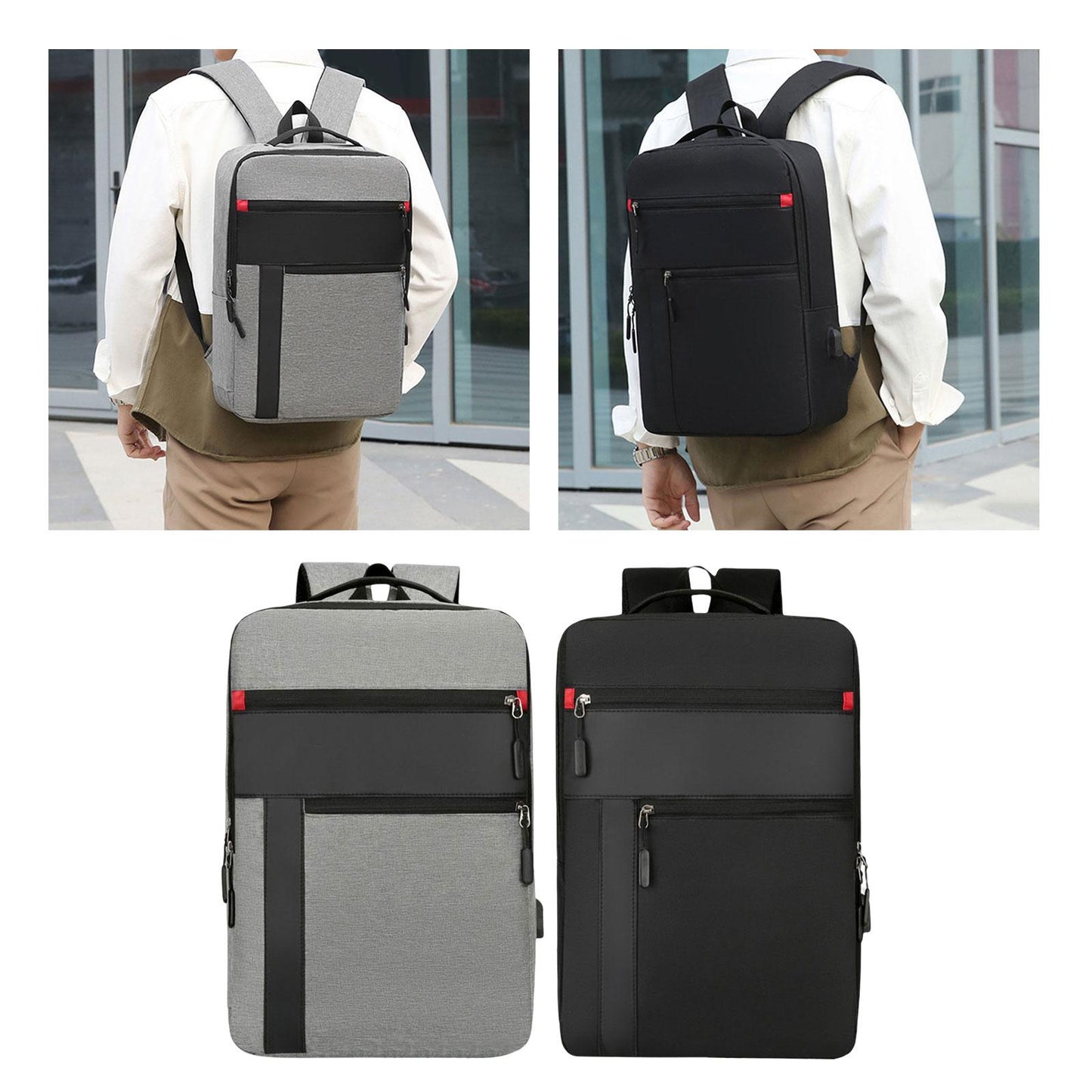 Backpack Clean Design Large Casual Backpack for 15.6 inch Laptop College Men Grey