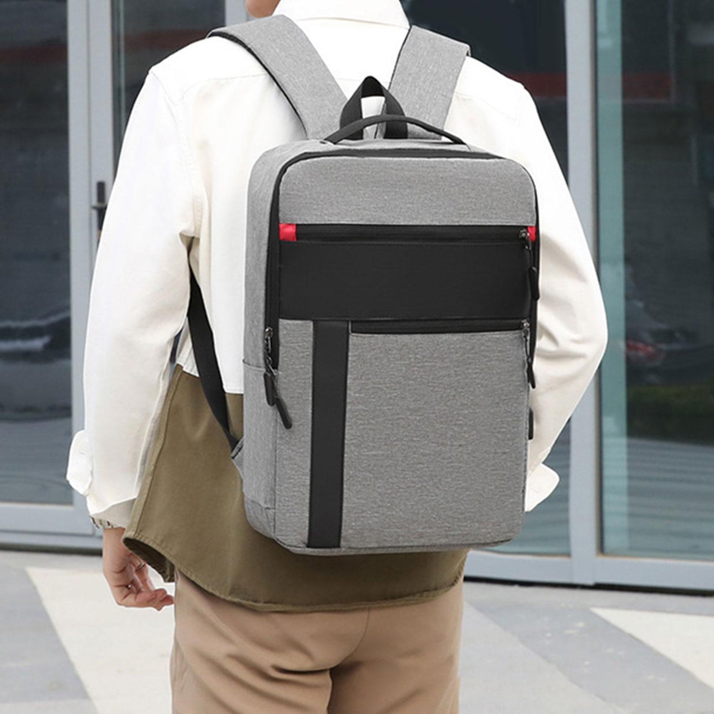 Backpack Clean Design Large Casual Backpack for 15.6 inch Laptop College Men Grey