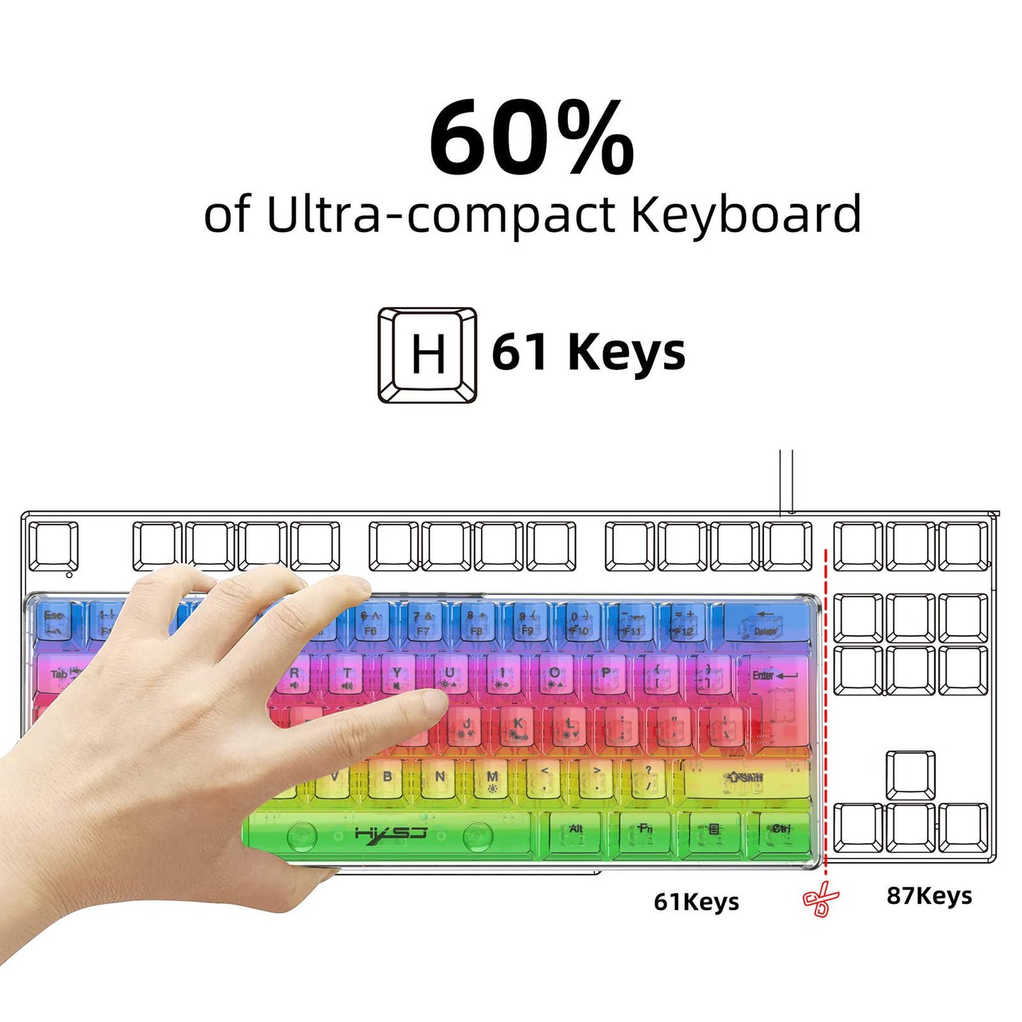 Gaming Keyboard 61 Keys 5 Speeds Adjustable Keypad for Gamer Computer Laptop