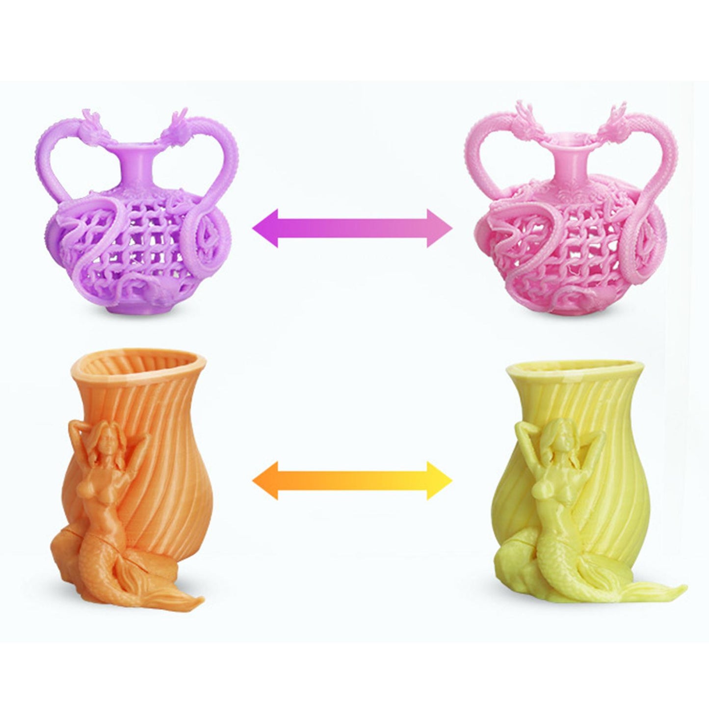 Pla 3D Printer Filament Environmentally Friendly dimensional Accuracy 1.75mm Red to Yellow