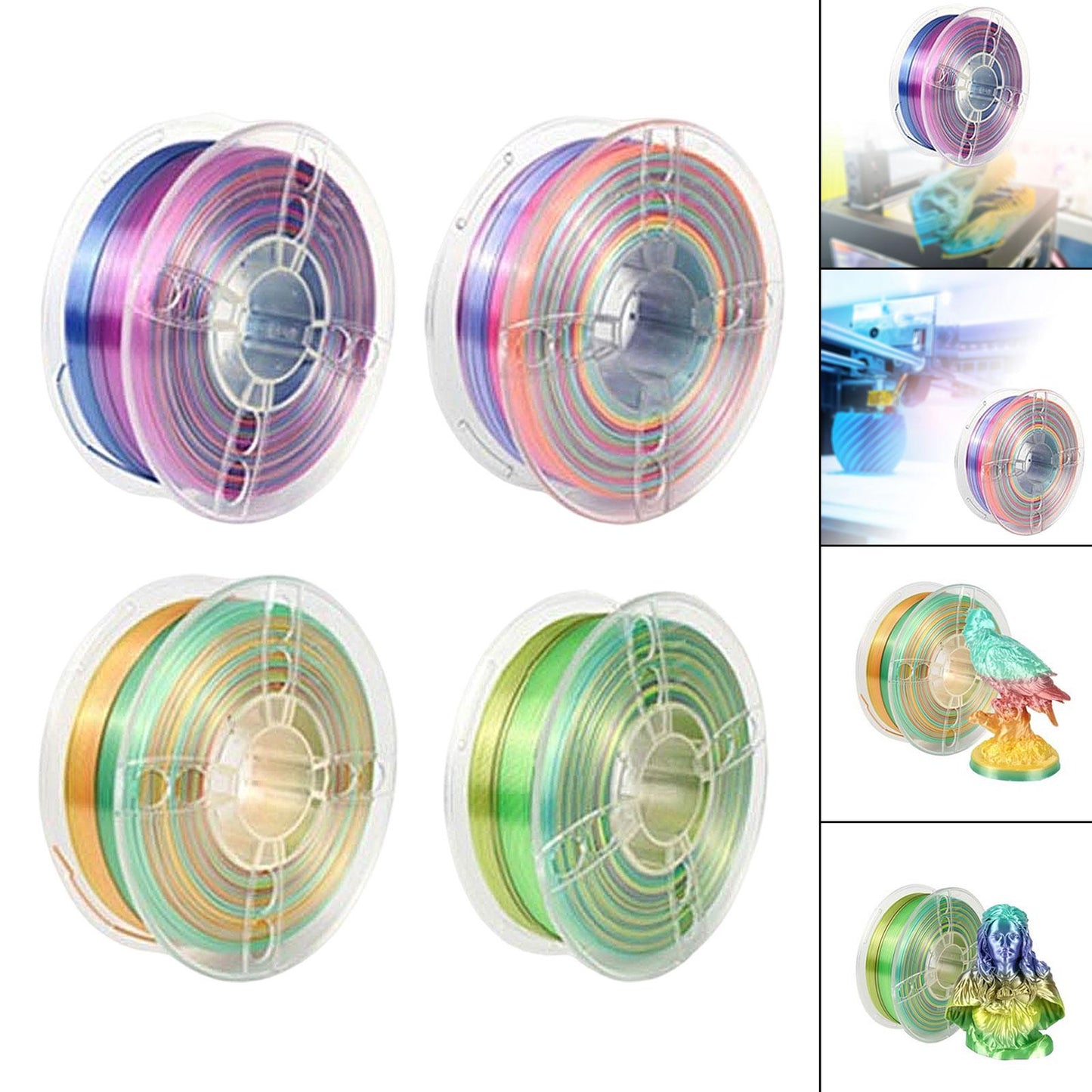 Pla 3D Printer Filament Bundle 1.75mm Accessory Strong Toughness Silky Shiny Blue Purple