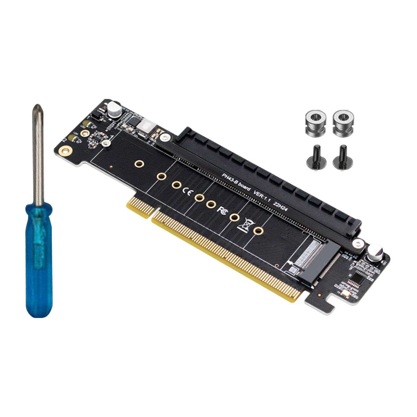 PCIe 4.0 x16 to 4x Expansion Card Low Profile Plug and Play Dual M.2 Adapter