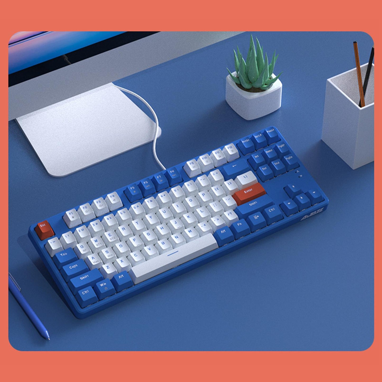 AK871 Mechanical Keyboard with A TKL Layout 87 Keys Wireless Office Keyboard Style A