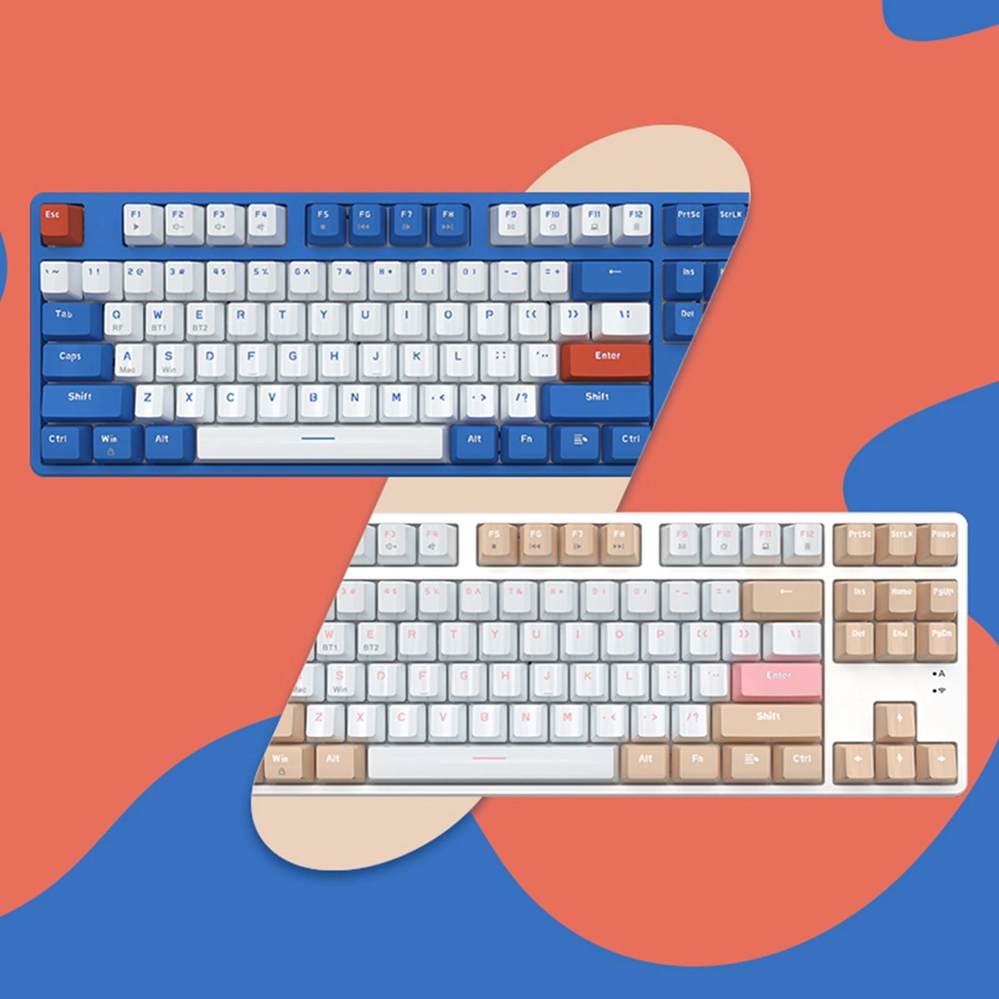 AK871 Mechanical Keyboard with A TKL Layout 87 Keys Wireless Office Keyboard Style B