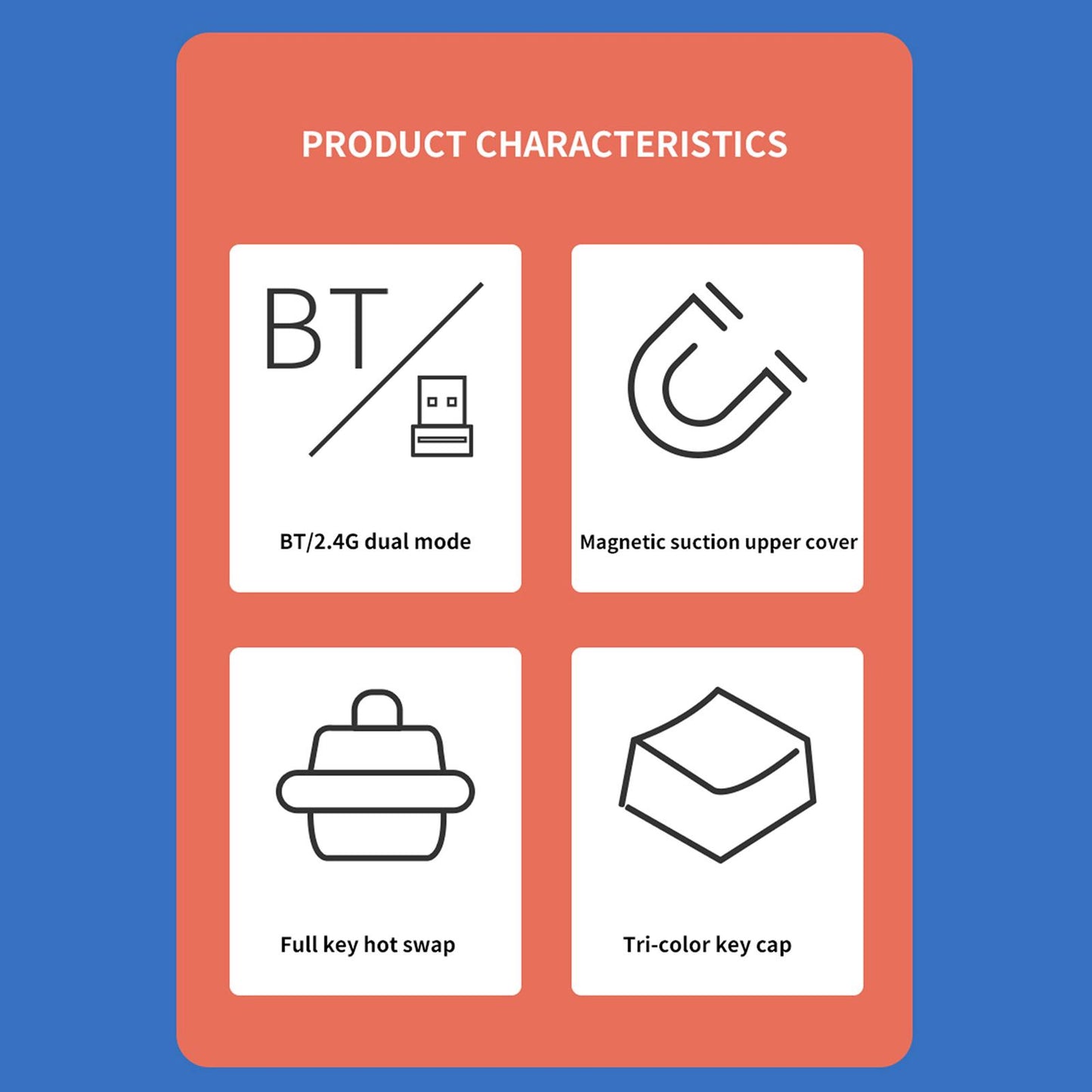 AK871 Mechanical Keyboard with A TKL Layout 87 Keys Wireless Office Keyboard Style B